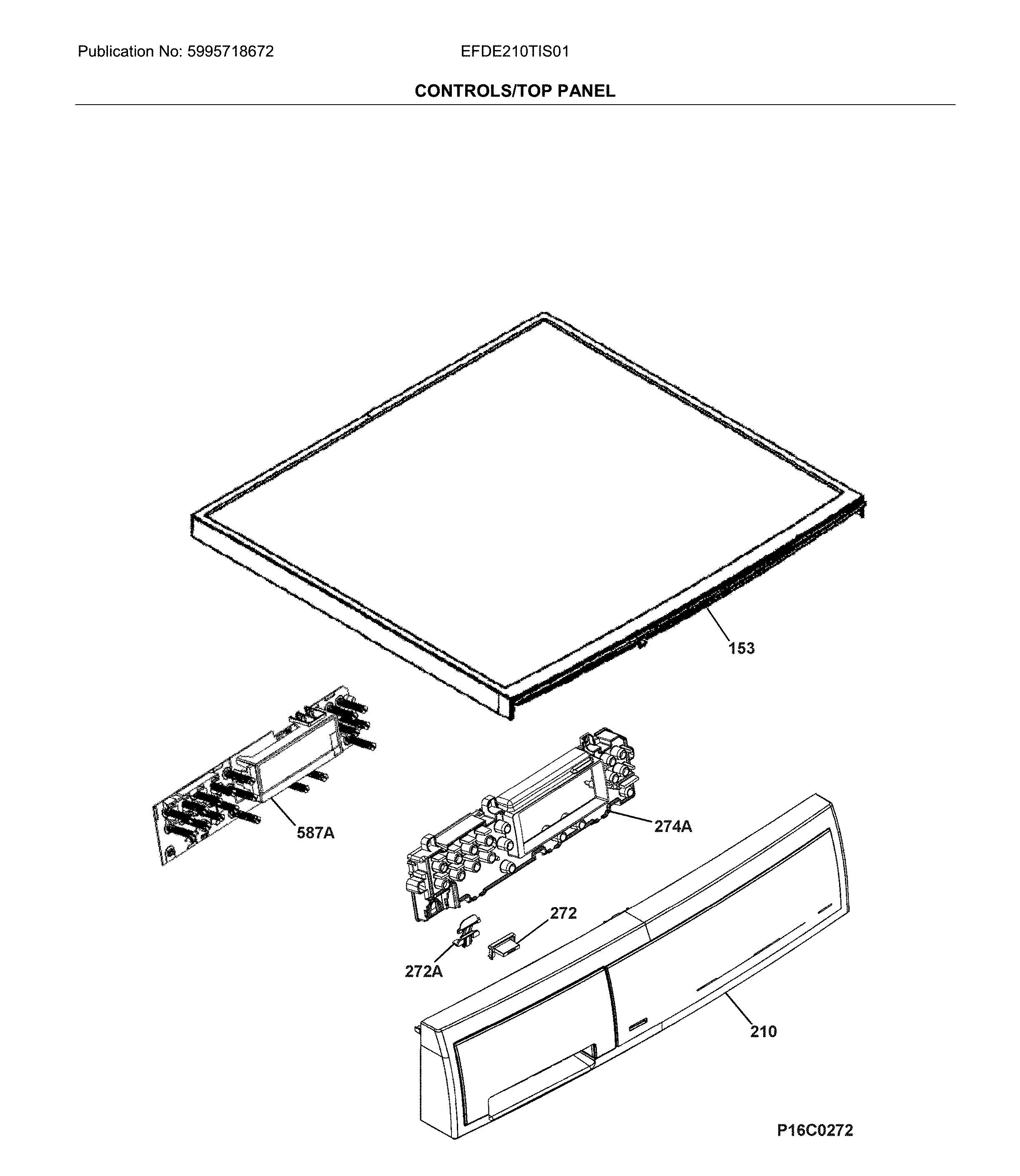 Electrolux EFDE210TIS01 controls/top panel diagram