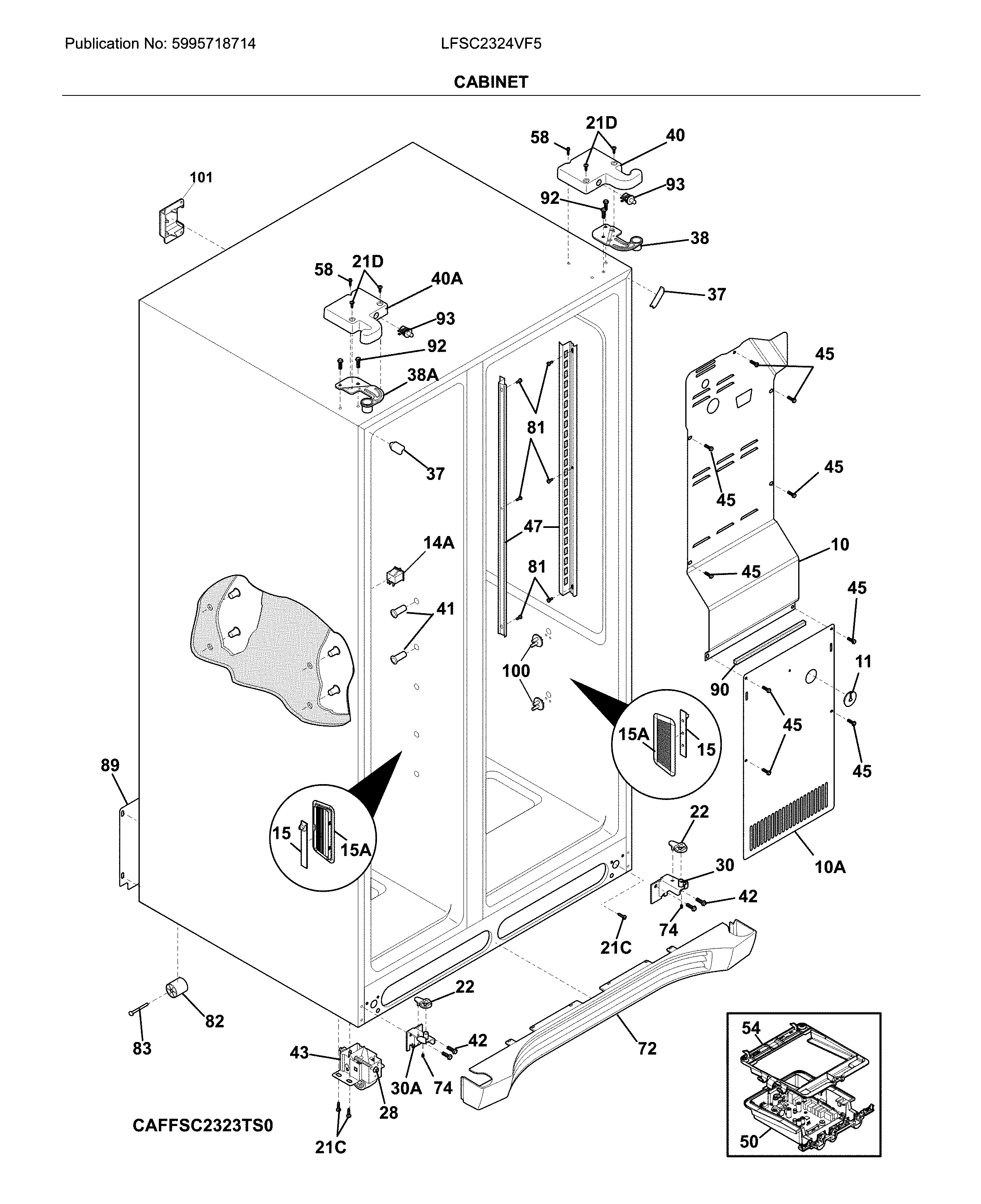 Frigidaire LFSC2324VF5 cabinet diagram