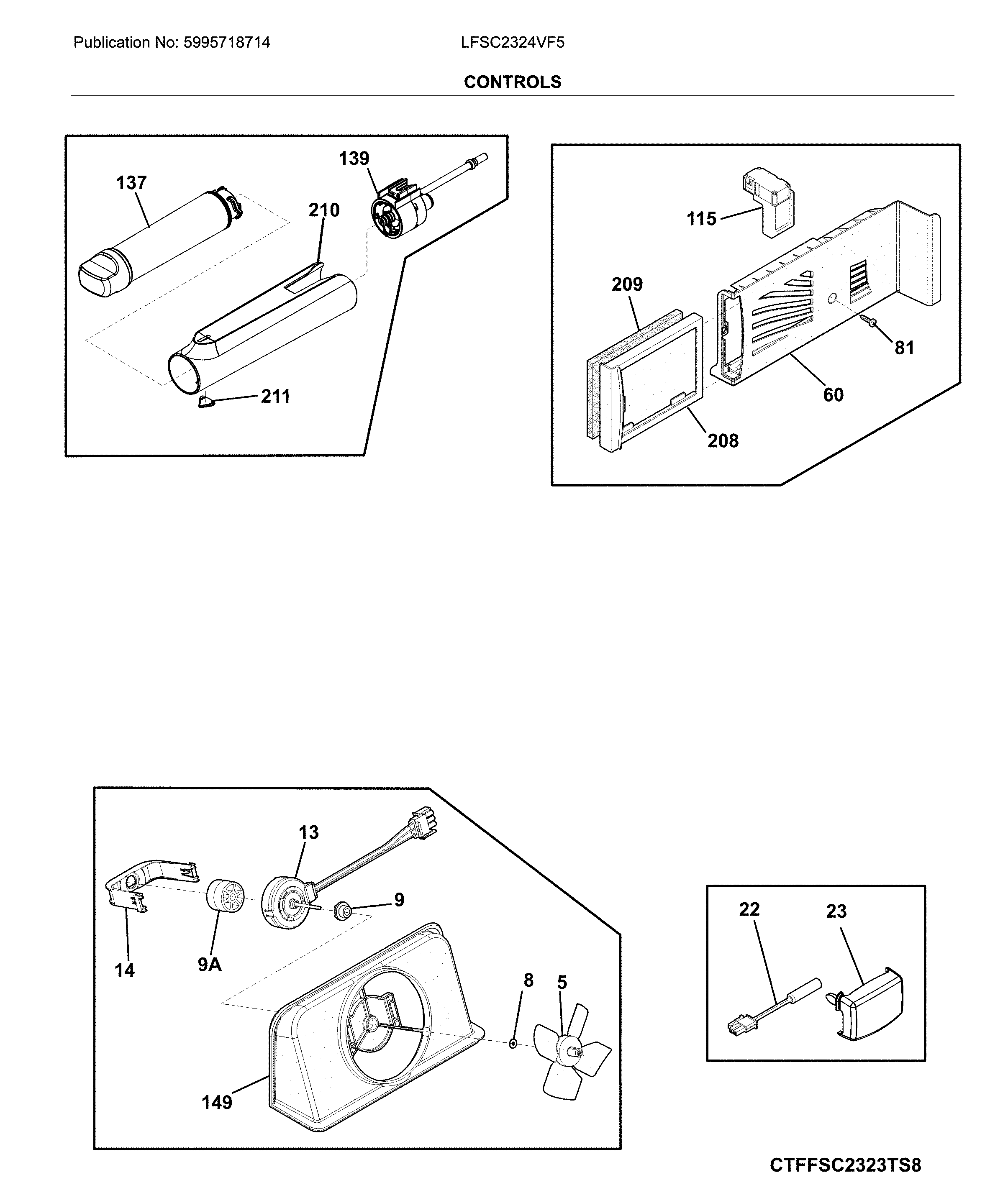 Frigidaire LFSC2324VF5 controls diagram