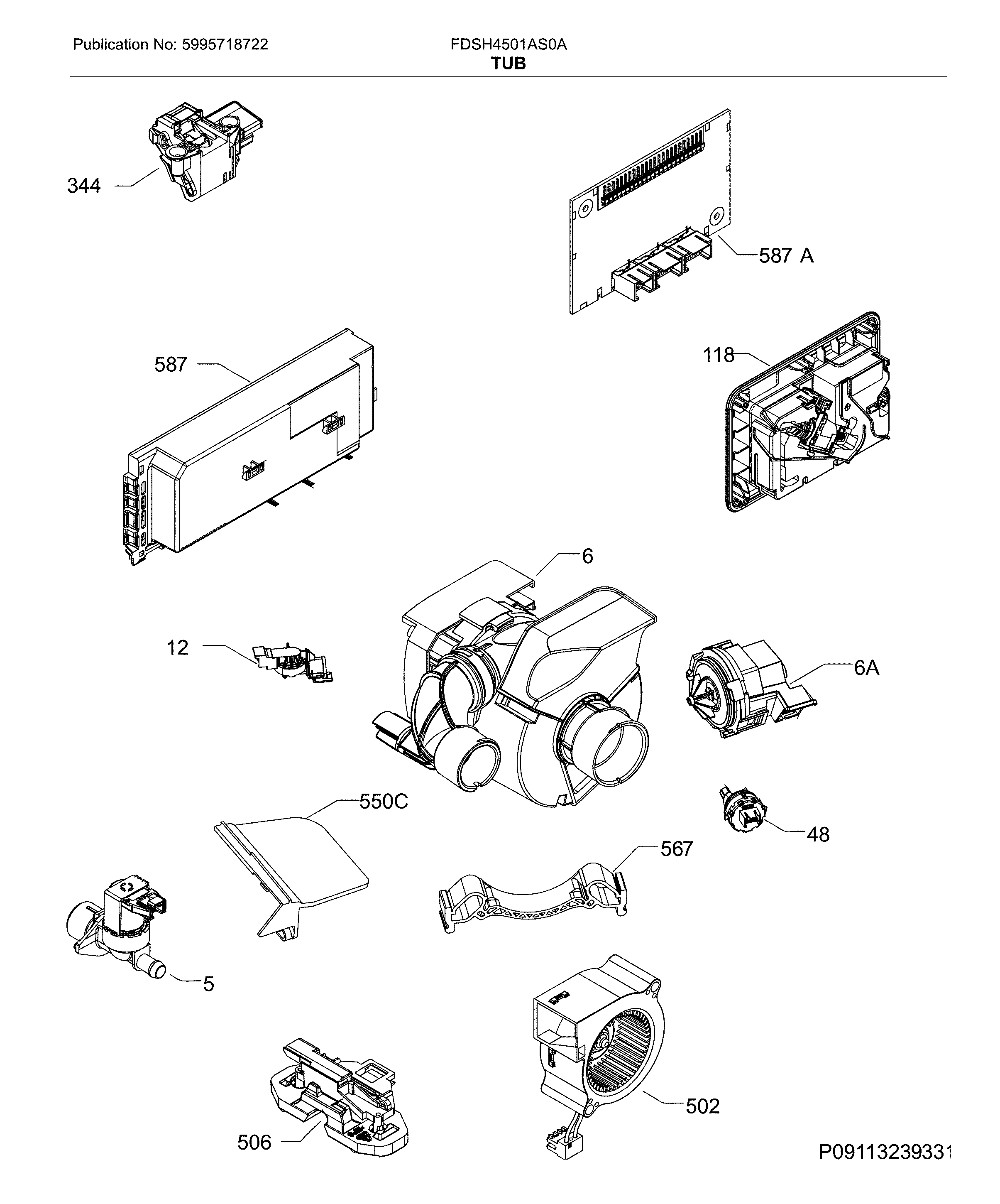 Frigidaire FDSH4501AS0A tub diagram