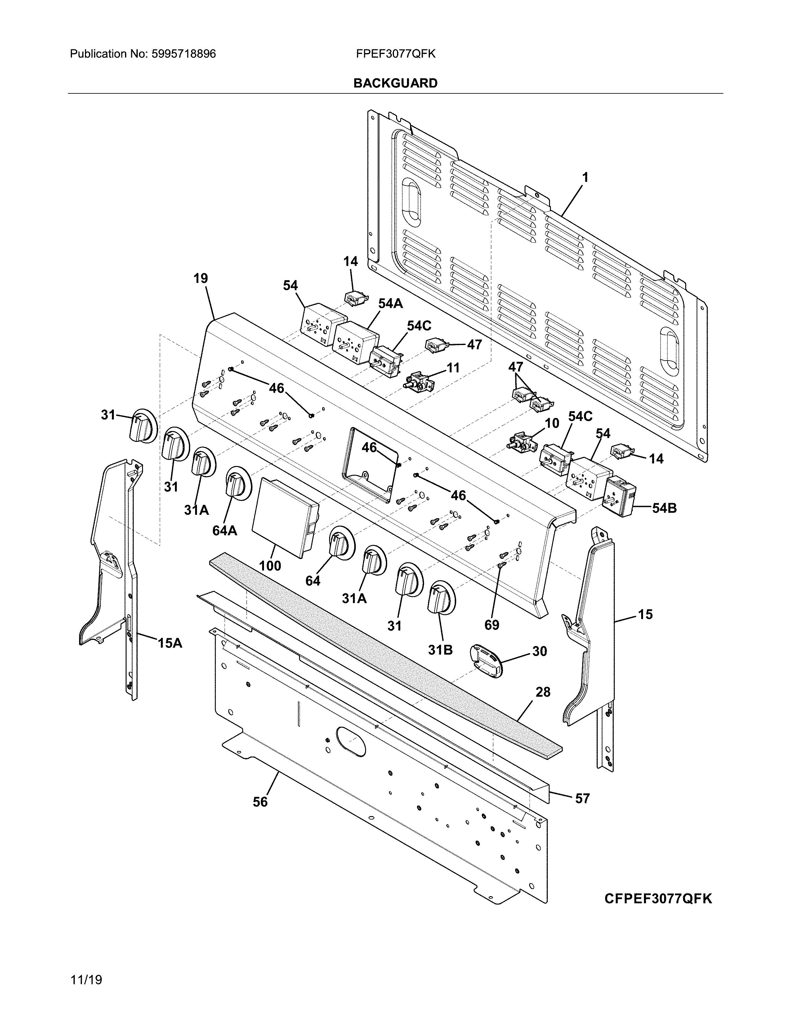 Frigidaire FPEF3077QFK backguard diagram