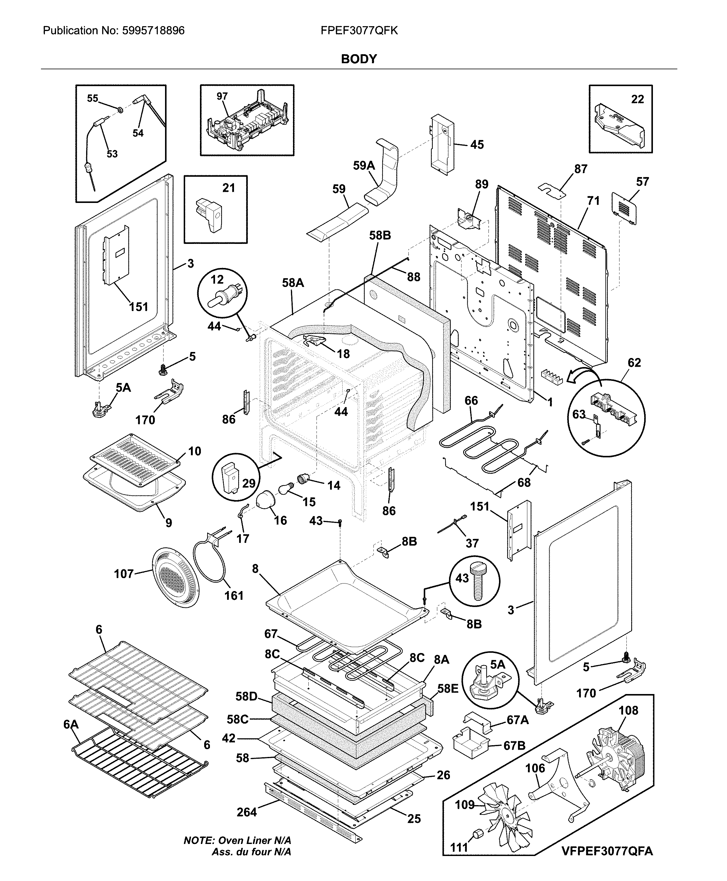 Frigidaire FPEF3077QFK body diagram