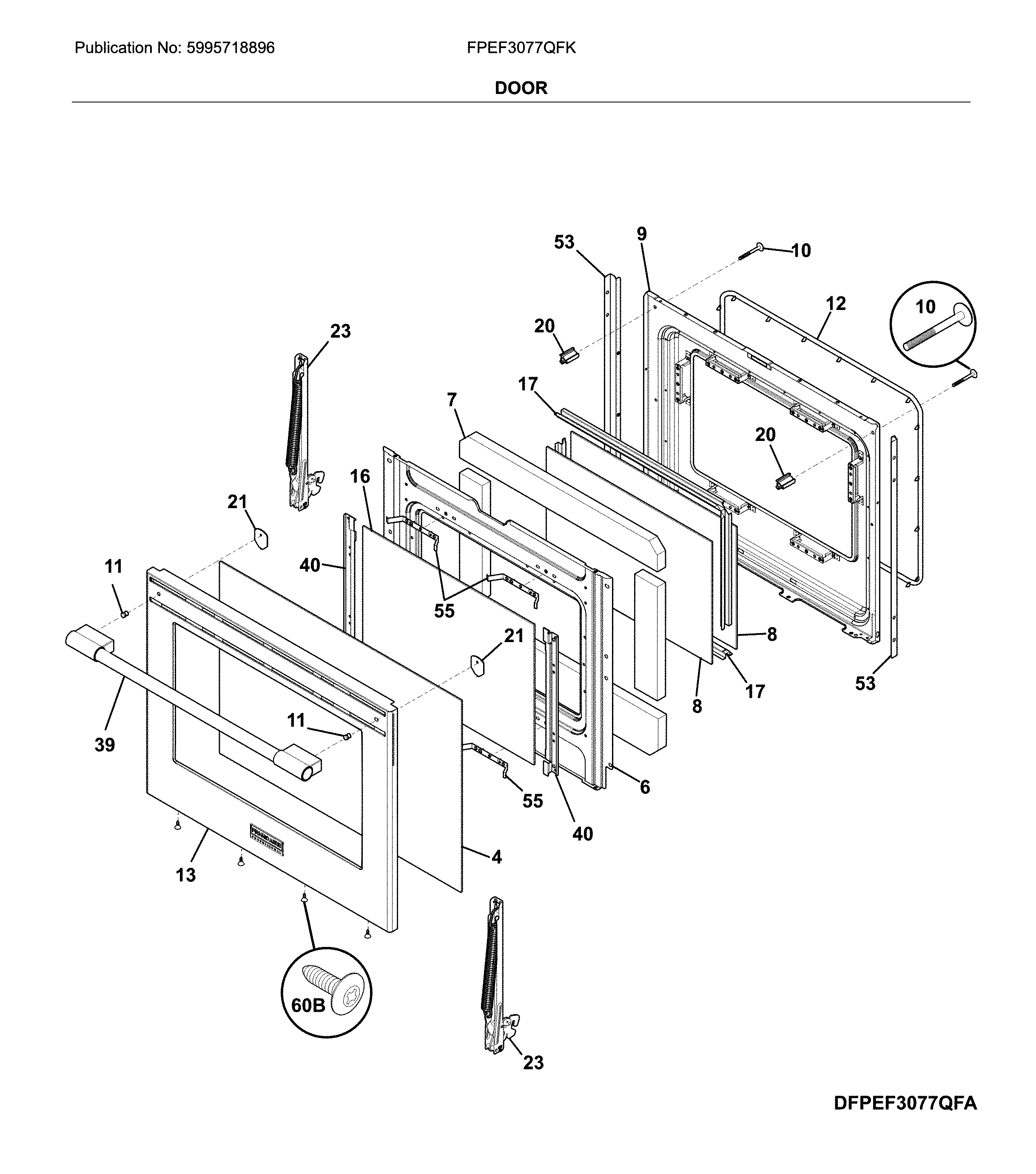Frigidaire FPEF3077QFK door diagram