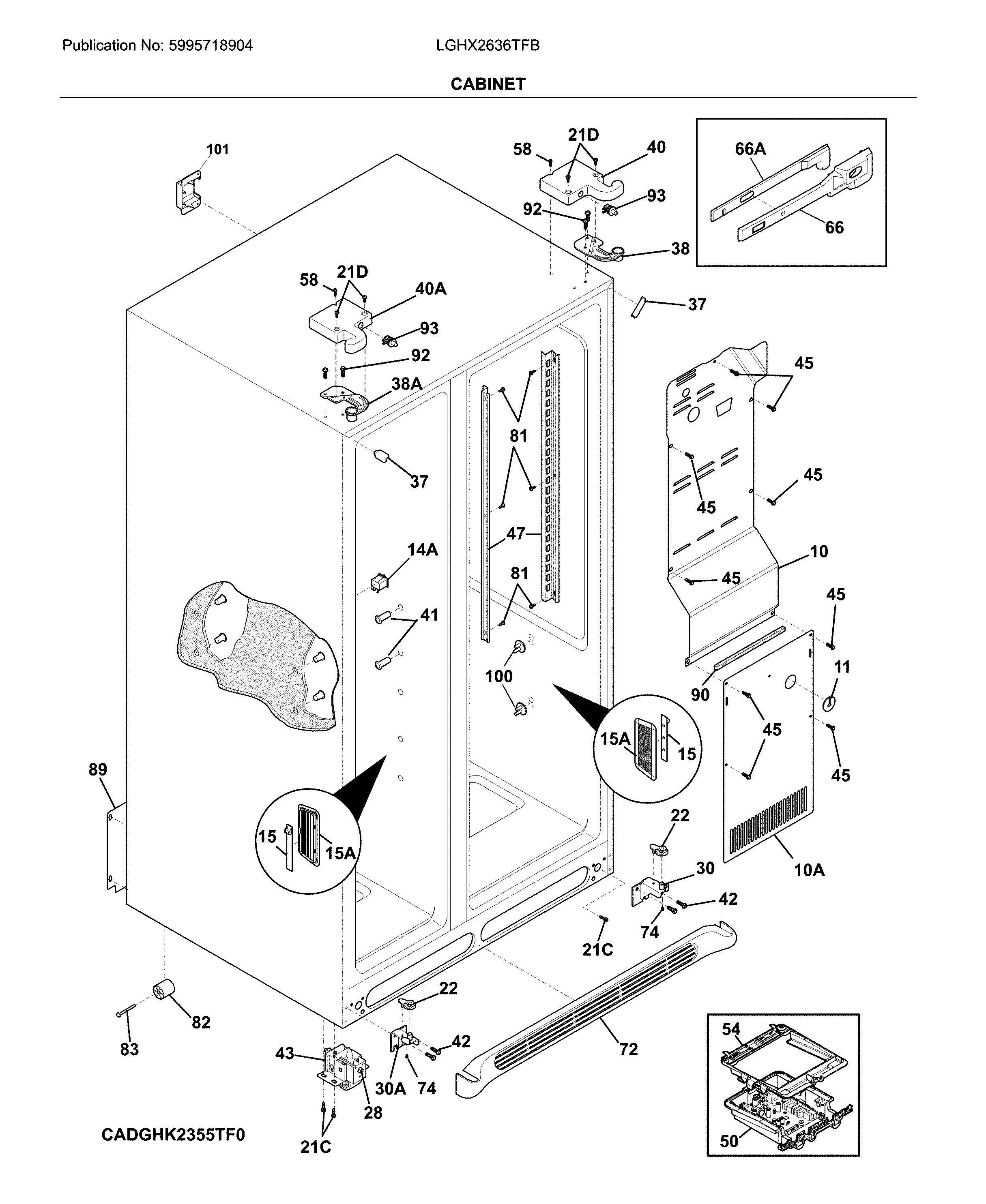 Frigidaire LGHX2636TFB cabinet diagram
