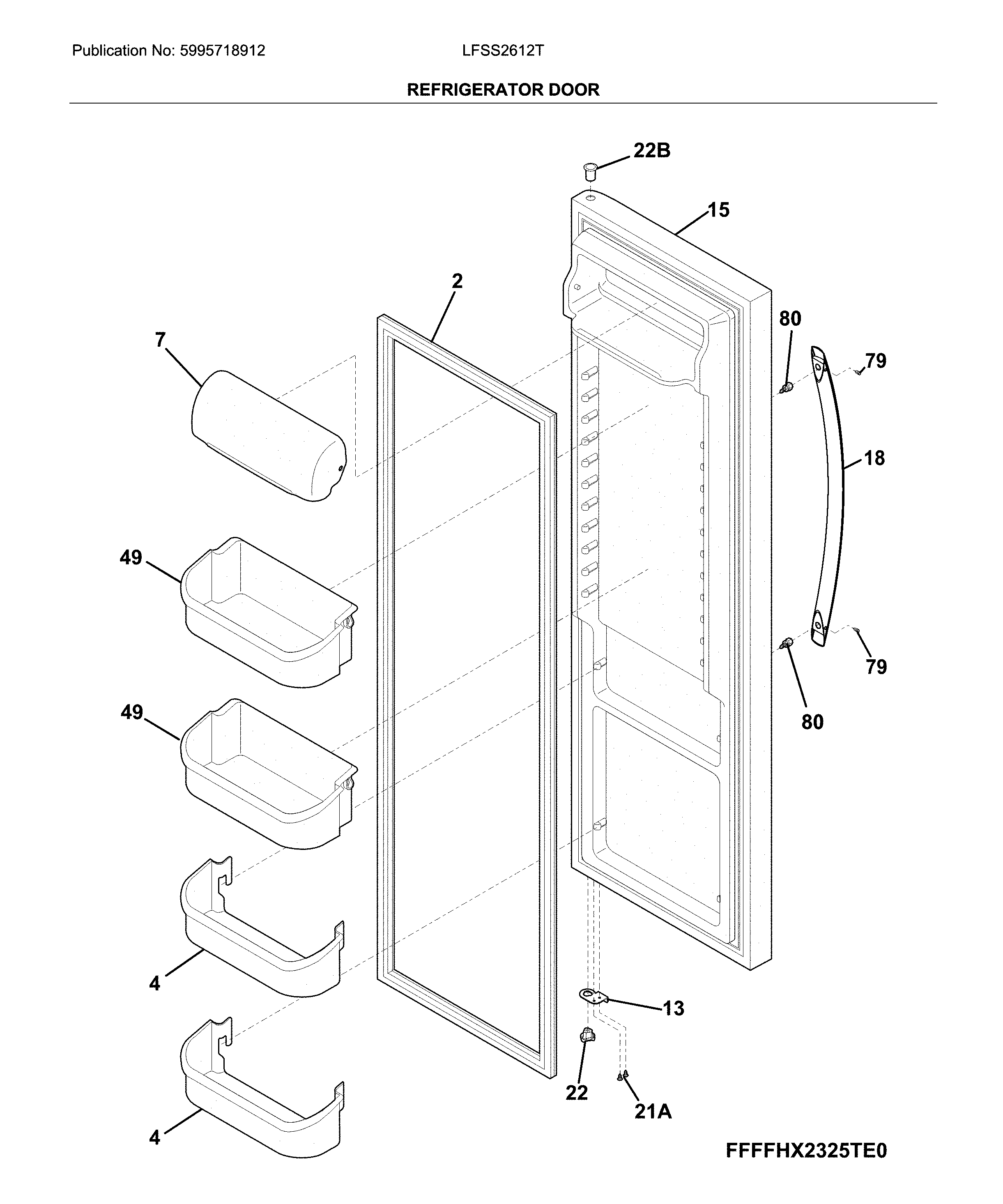 Frigidaire LFSS2612TE3 fresh food door diagram