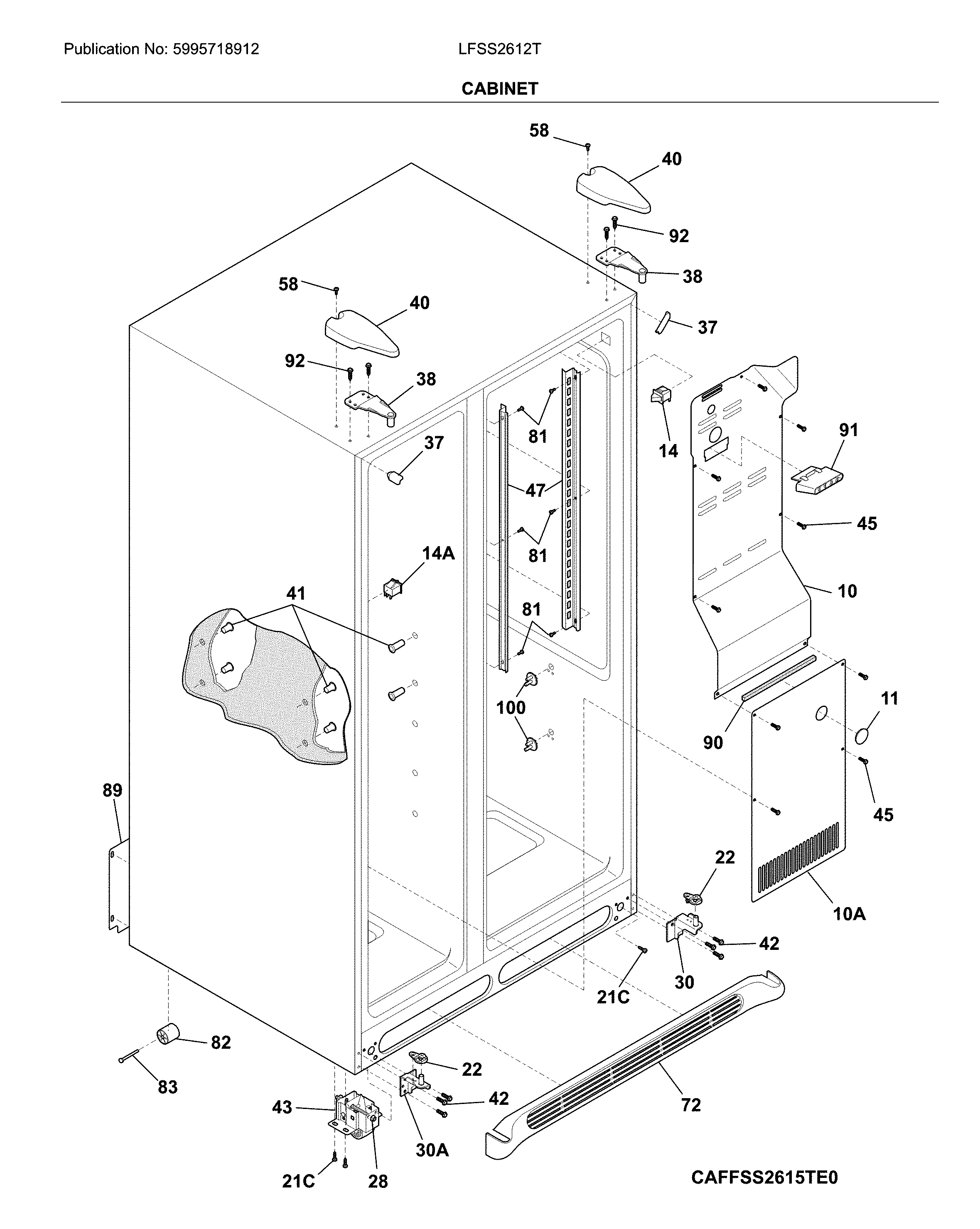 Frigidaire LFSS2612TE3 cabinet diagram