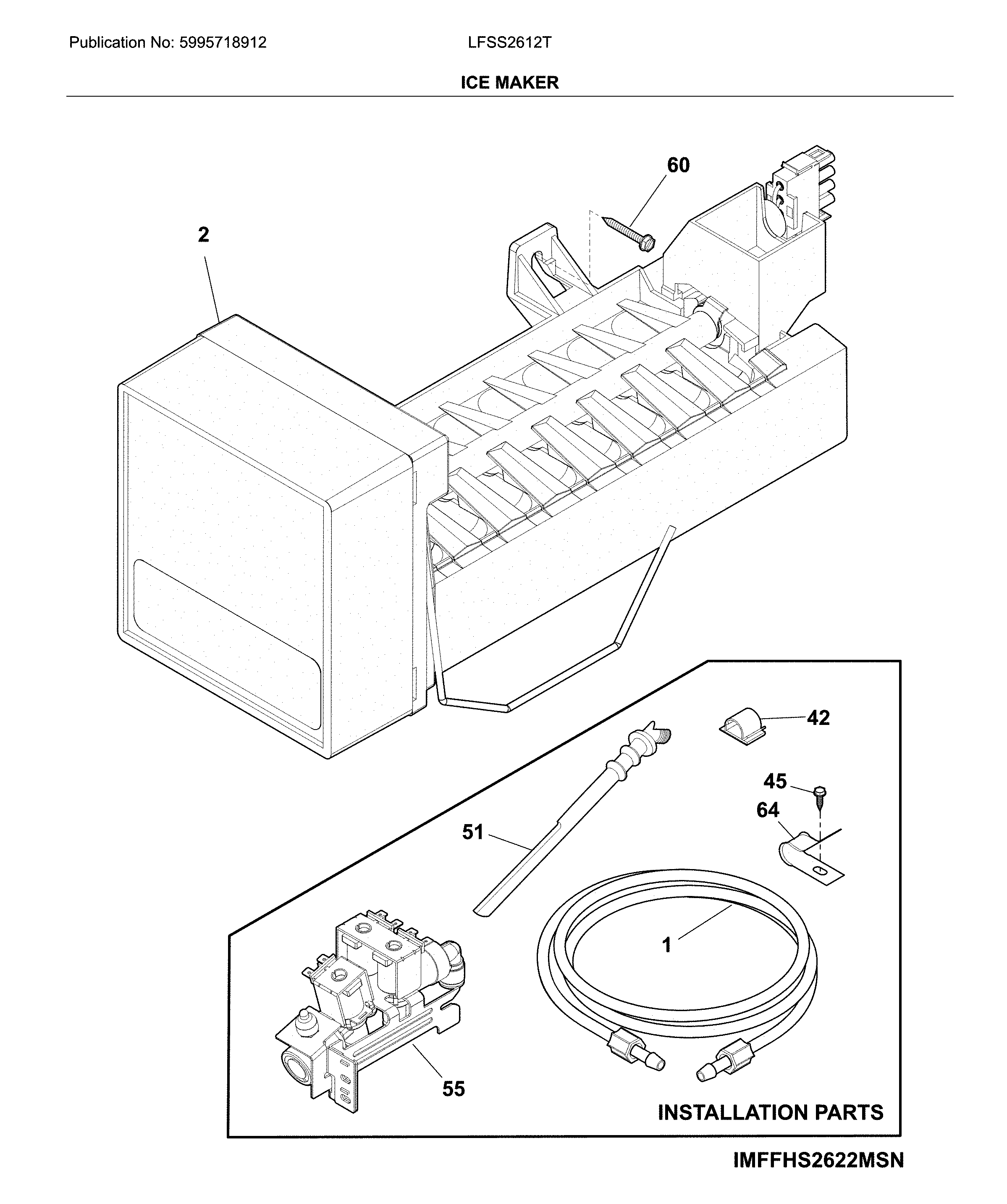 Frigidaire LFSS2612TE3 ice maker diagram