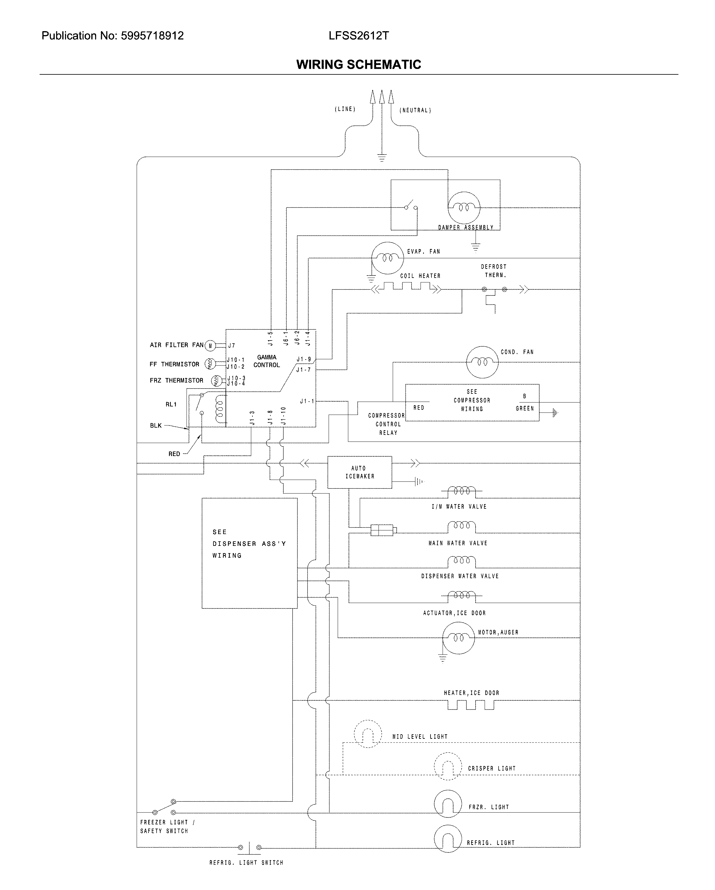 Frigidaire LFSS2612TE3 wiring schematic diagram