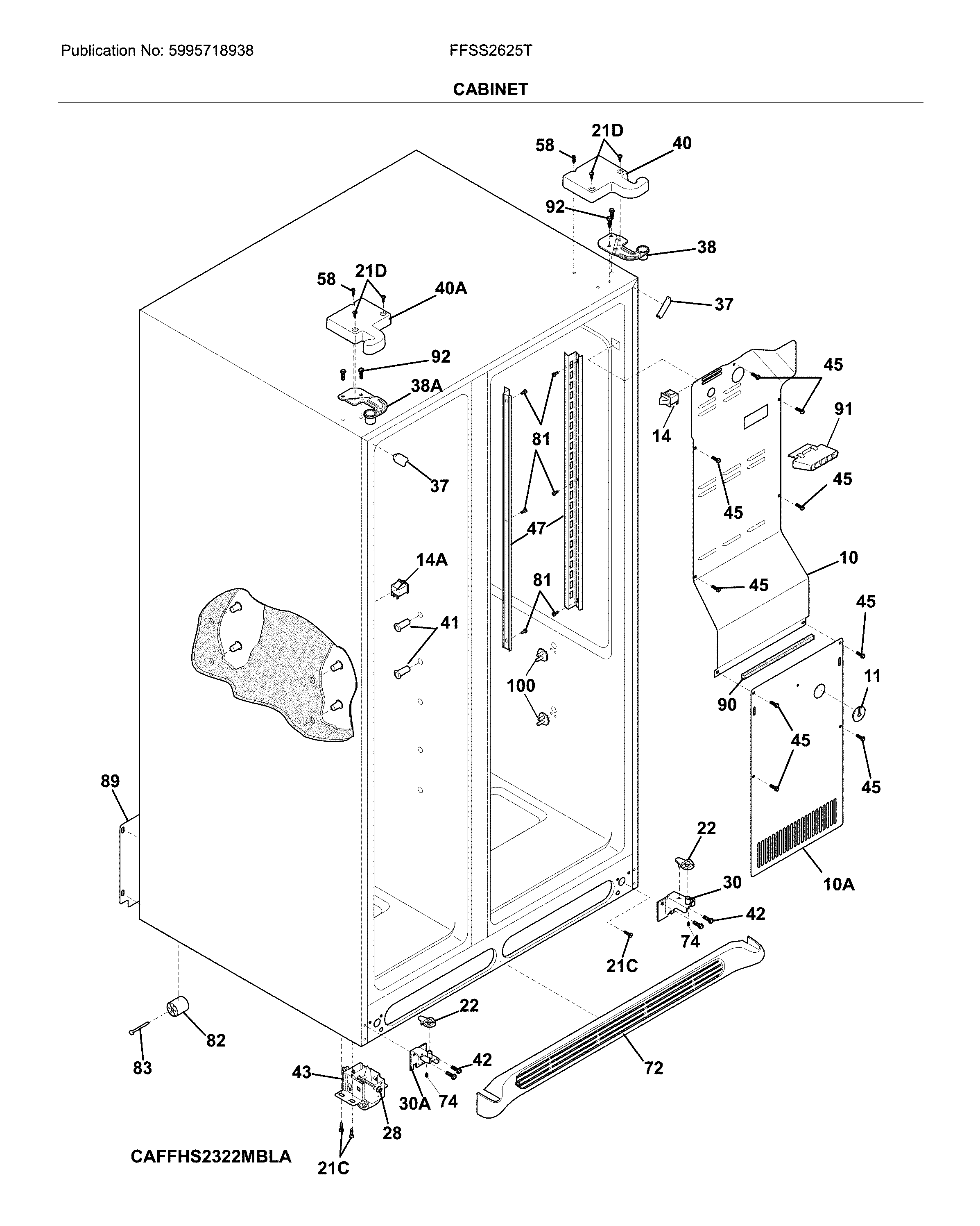 Frigidaire FFSS2625TE3 cabinet diagram