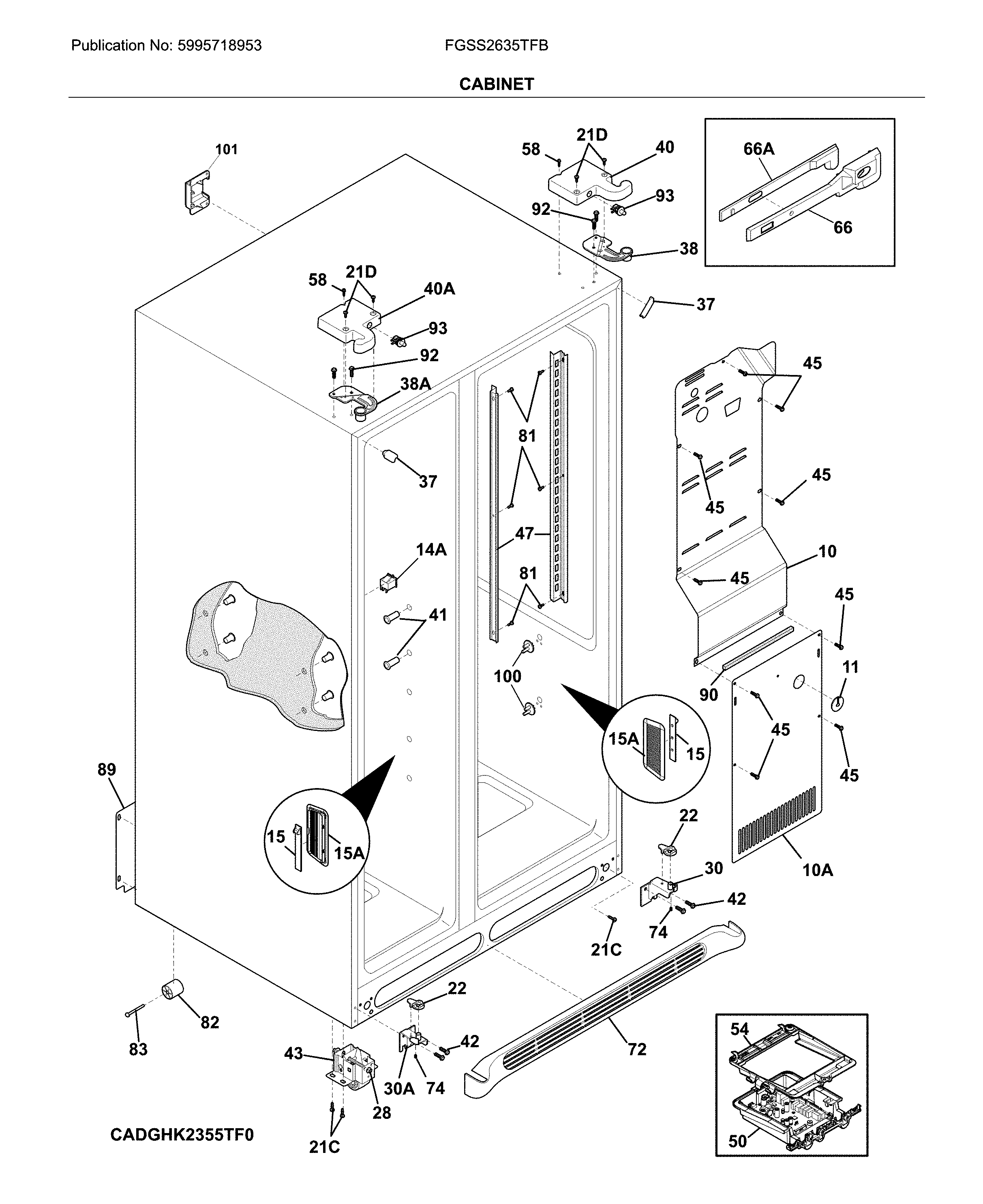 Frigidaire FGSS2635TFB cabinet diagram