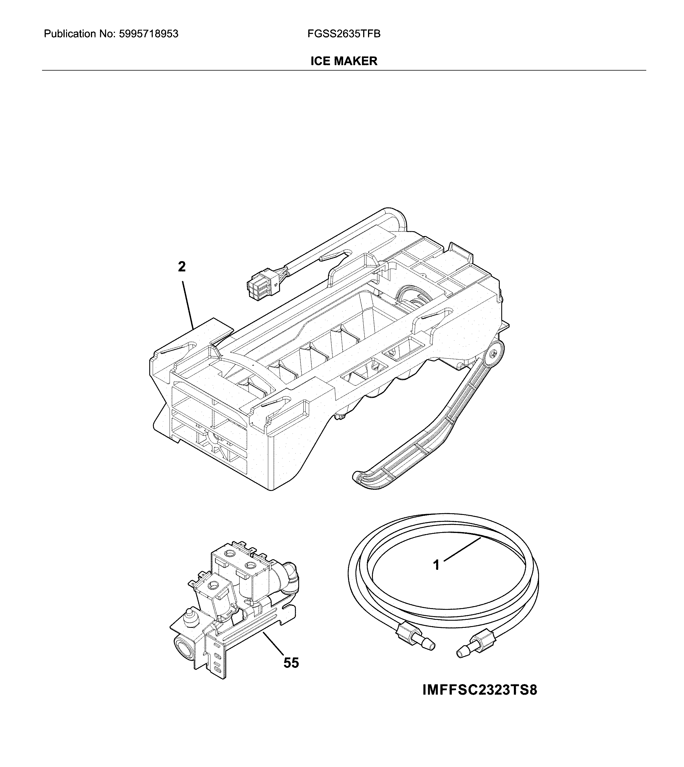 Frigidaire FGSS2635TFB ice maker diagram