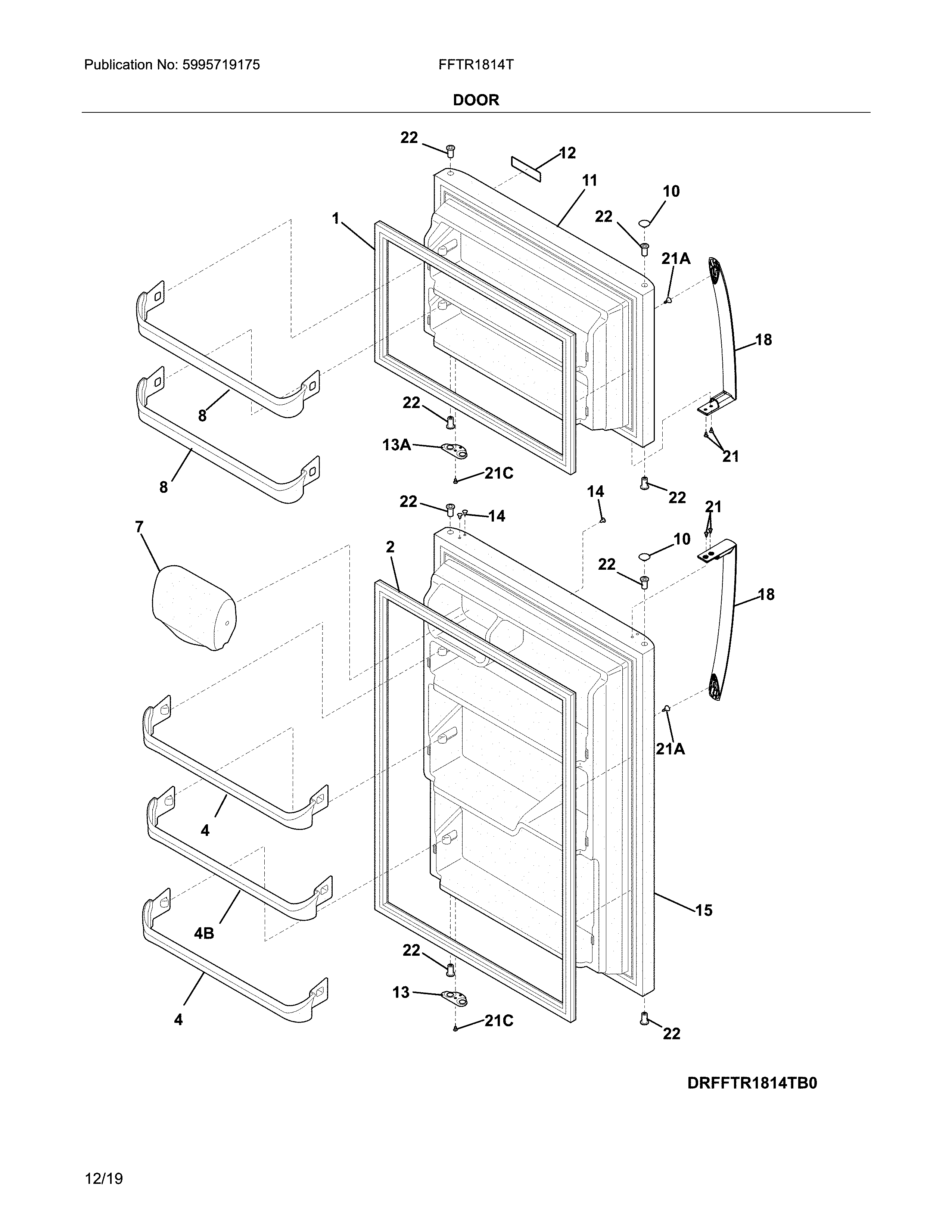 Frigidaire FFTR1814TWF doors diagram