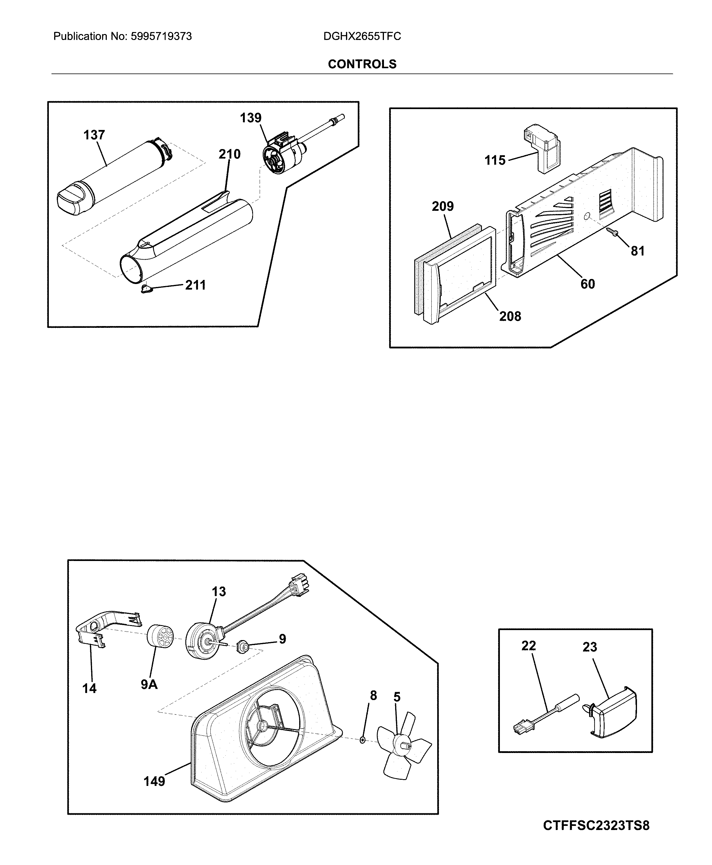 Frigidaire DGHX2655TFC controls diagram