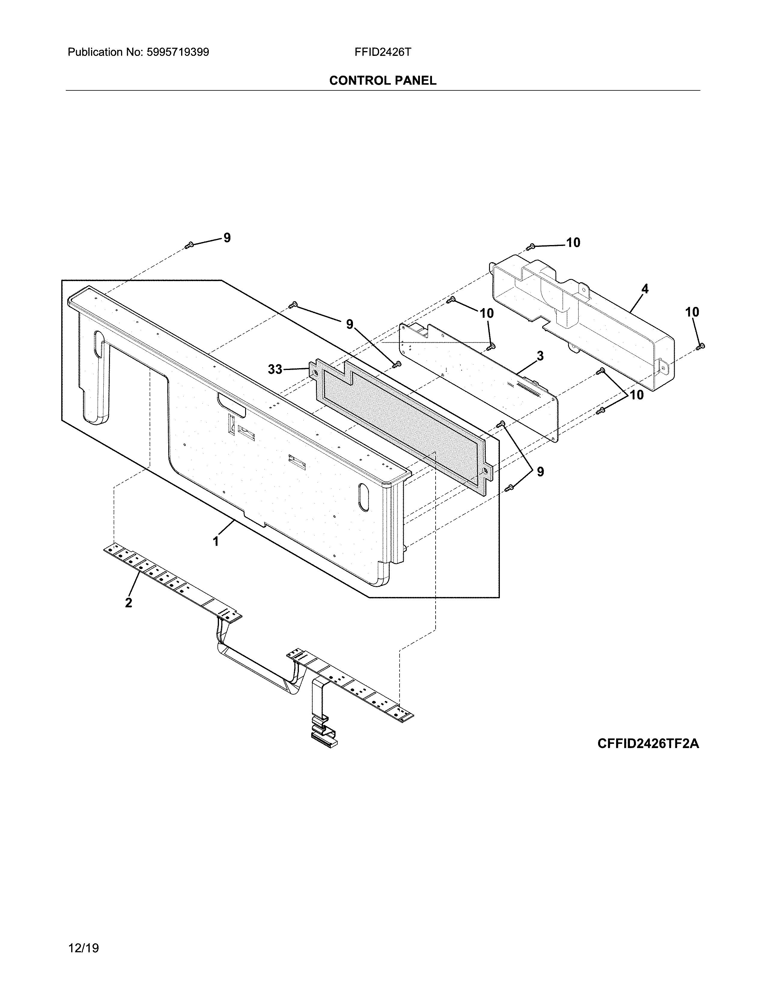 Frigidaire FFID2426TB1A control panel diagram