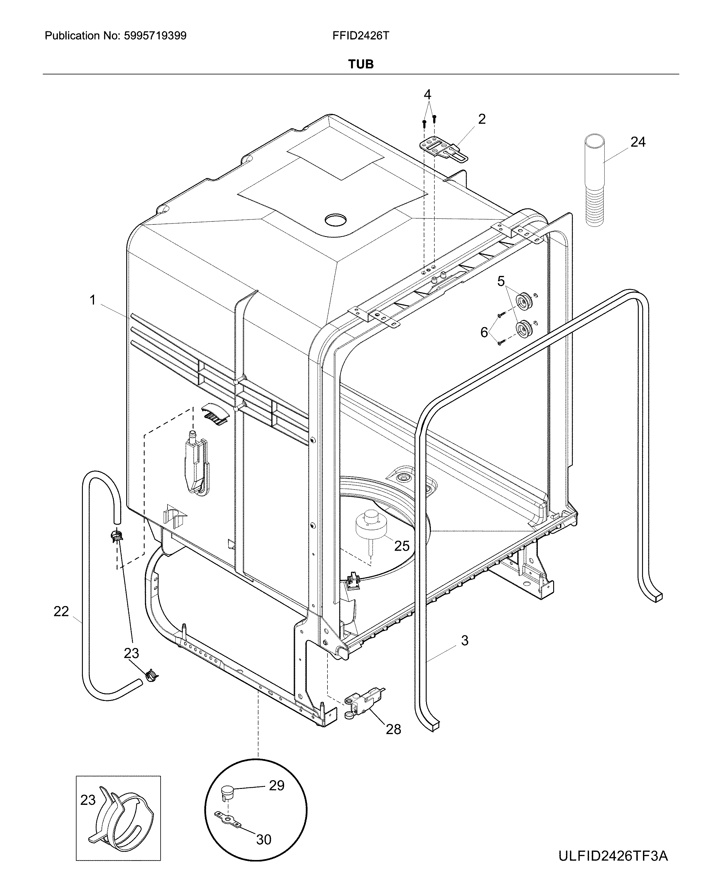 Frigidaire FFID2426TB1A tub diagram