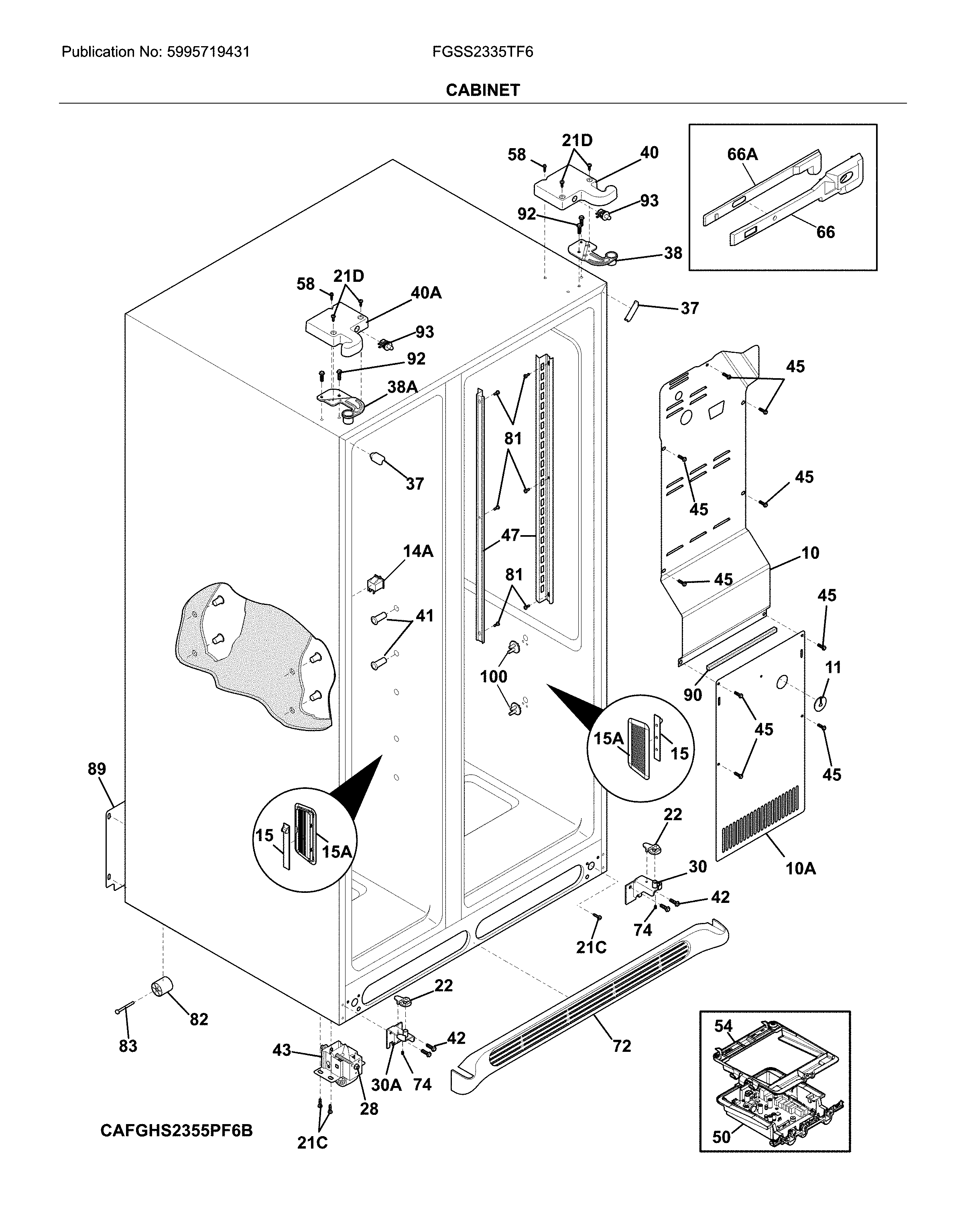 Frigidaire FGSS2335TF6 cabinet diagram