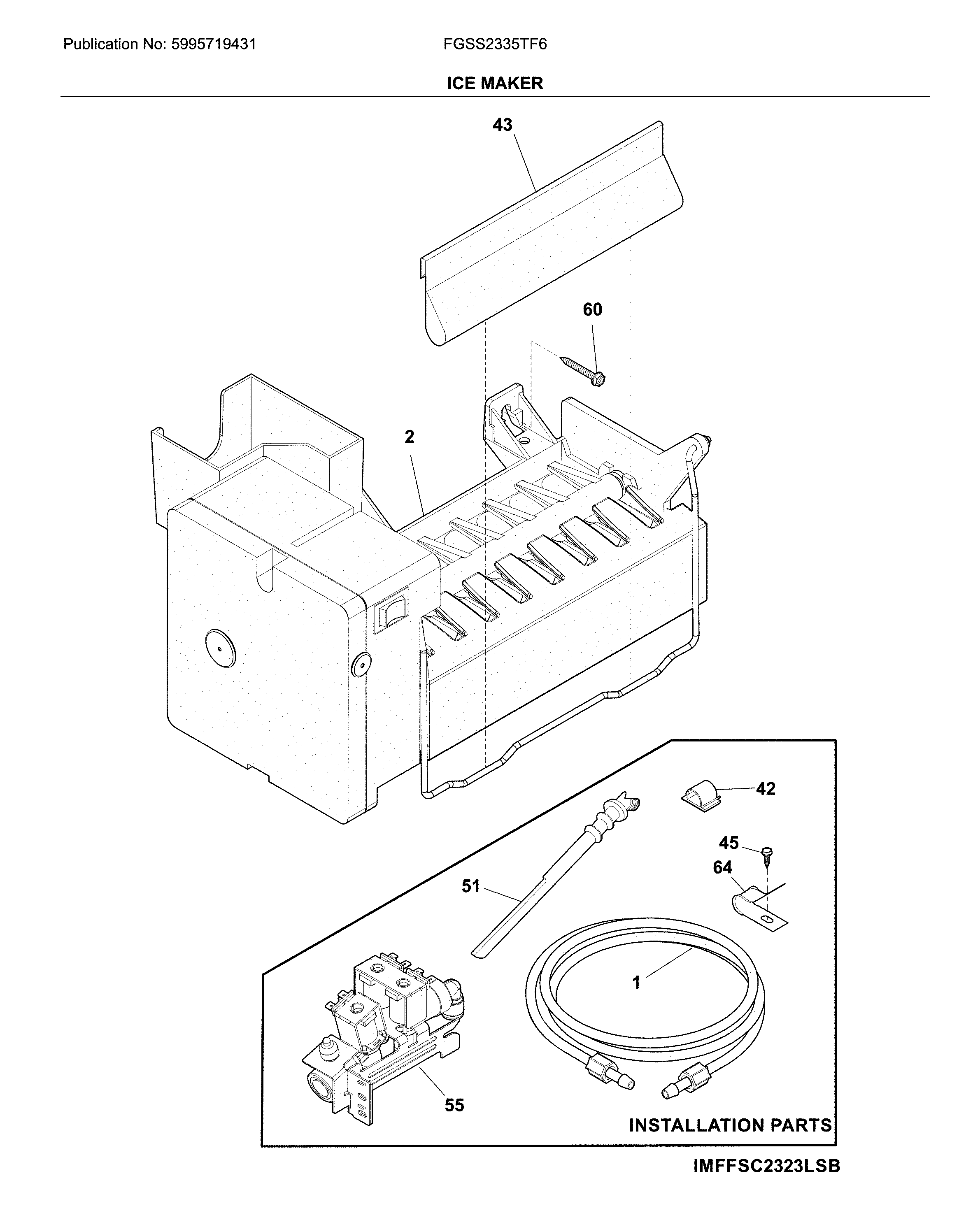Frigidaire FGSS2335TF6 ice maker diagram
