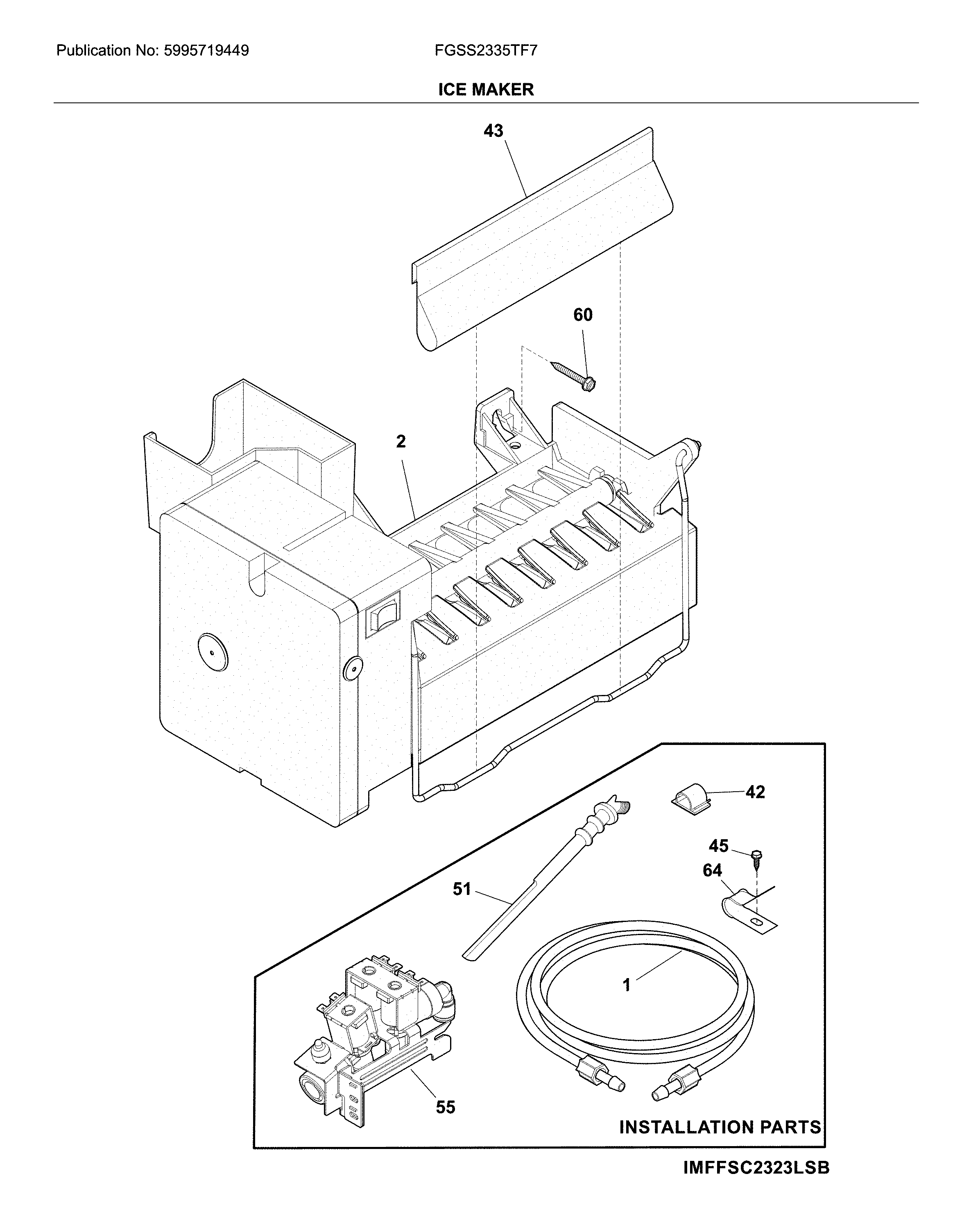 Frigidaire FGSS2335TF7 ice maker diagram