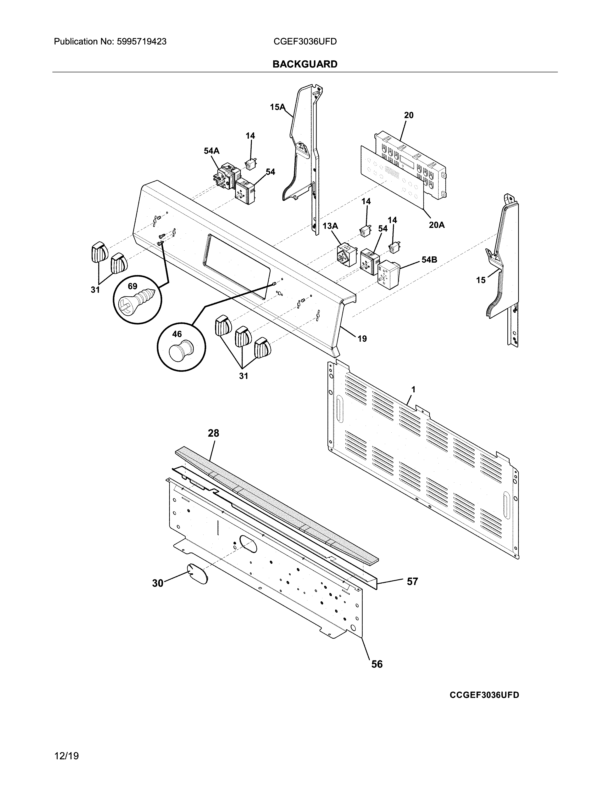 Frigidaire CGEF3036UFD backguard diagram