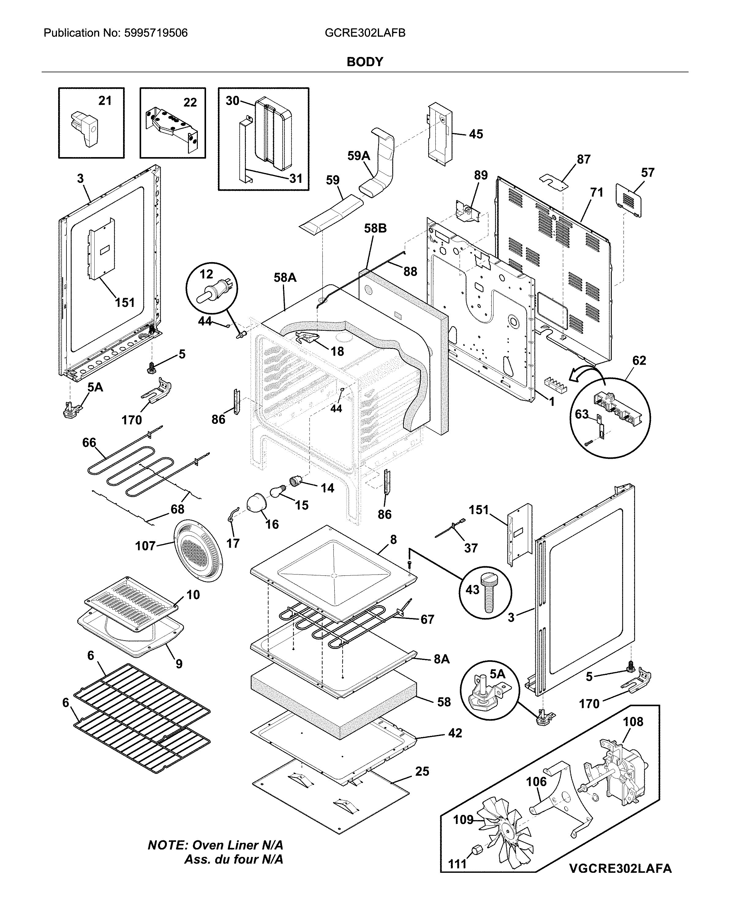 Frigidaire GCRE302LAFB body diagram