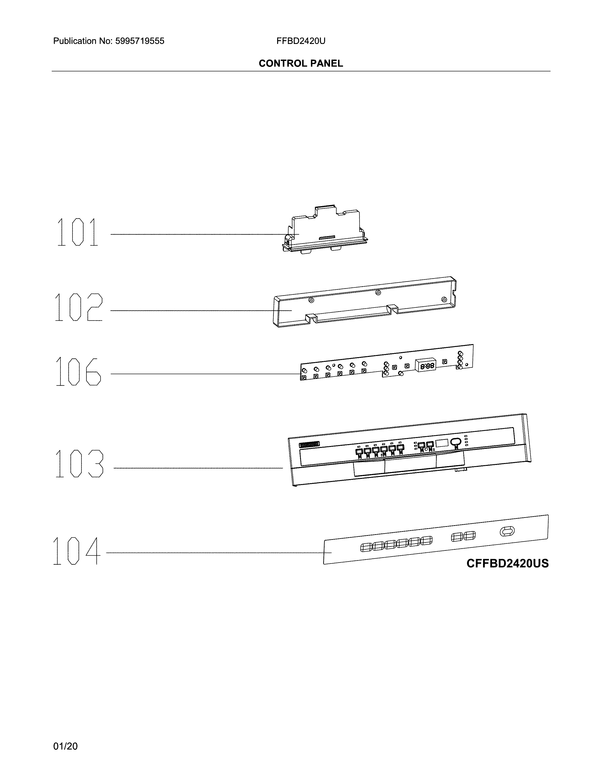 Frigidaire FFBD2420US control panel diagram