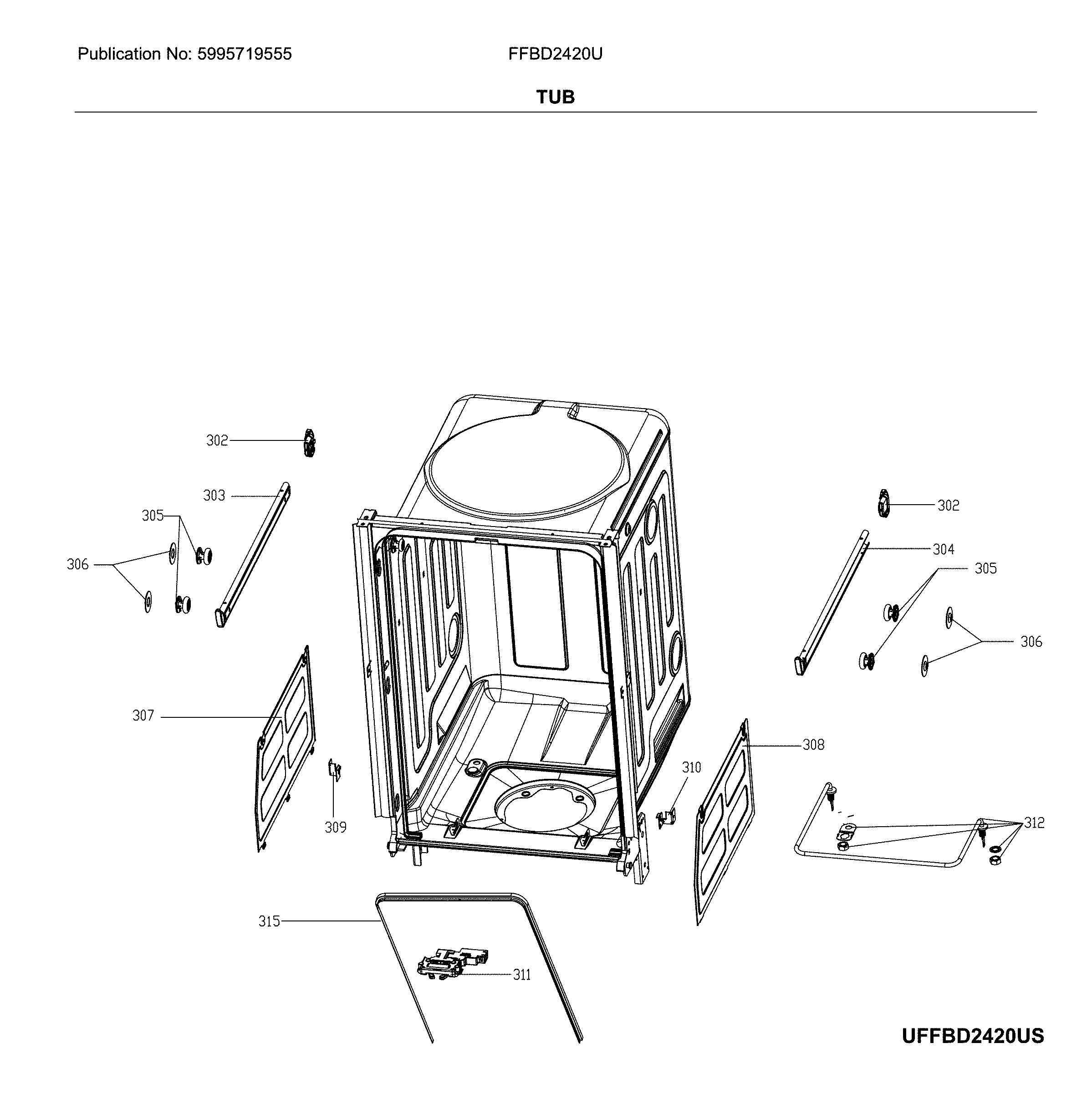 Frigidaire FFBD2420US tub diagram