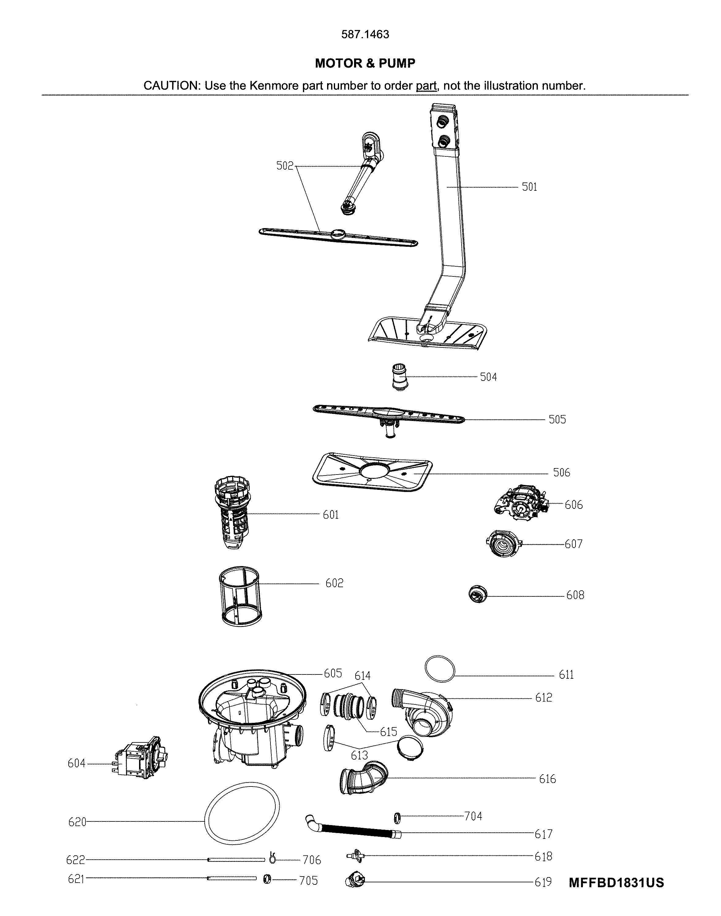 Kenmore 58714633J01B motor & pump diagram