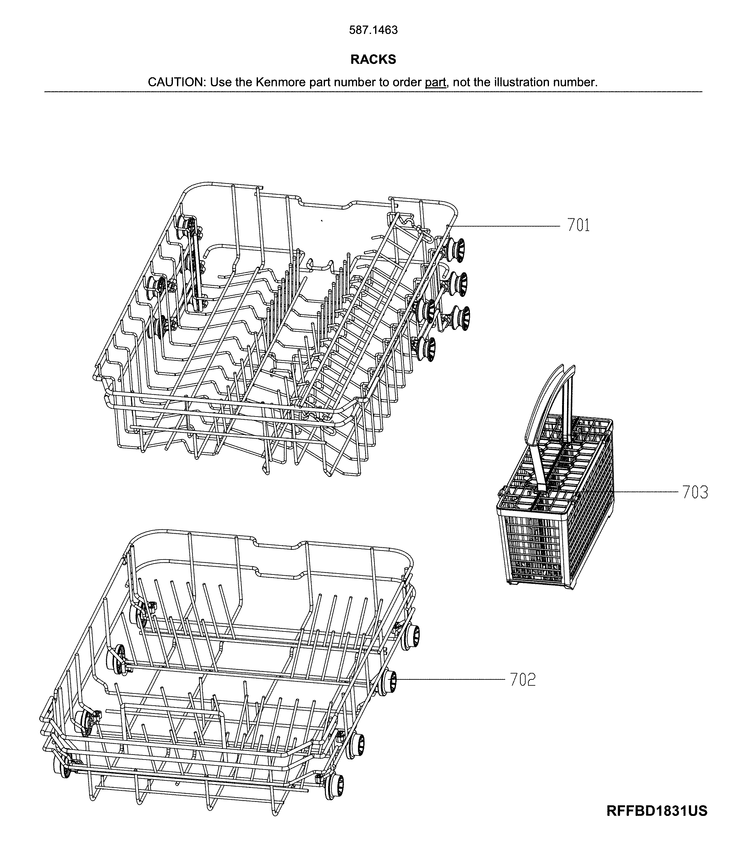 Kenmore 58714633J01B racks diagram