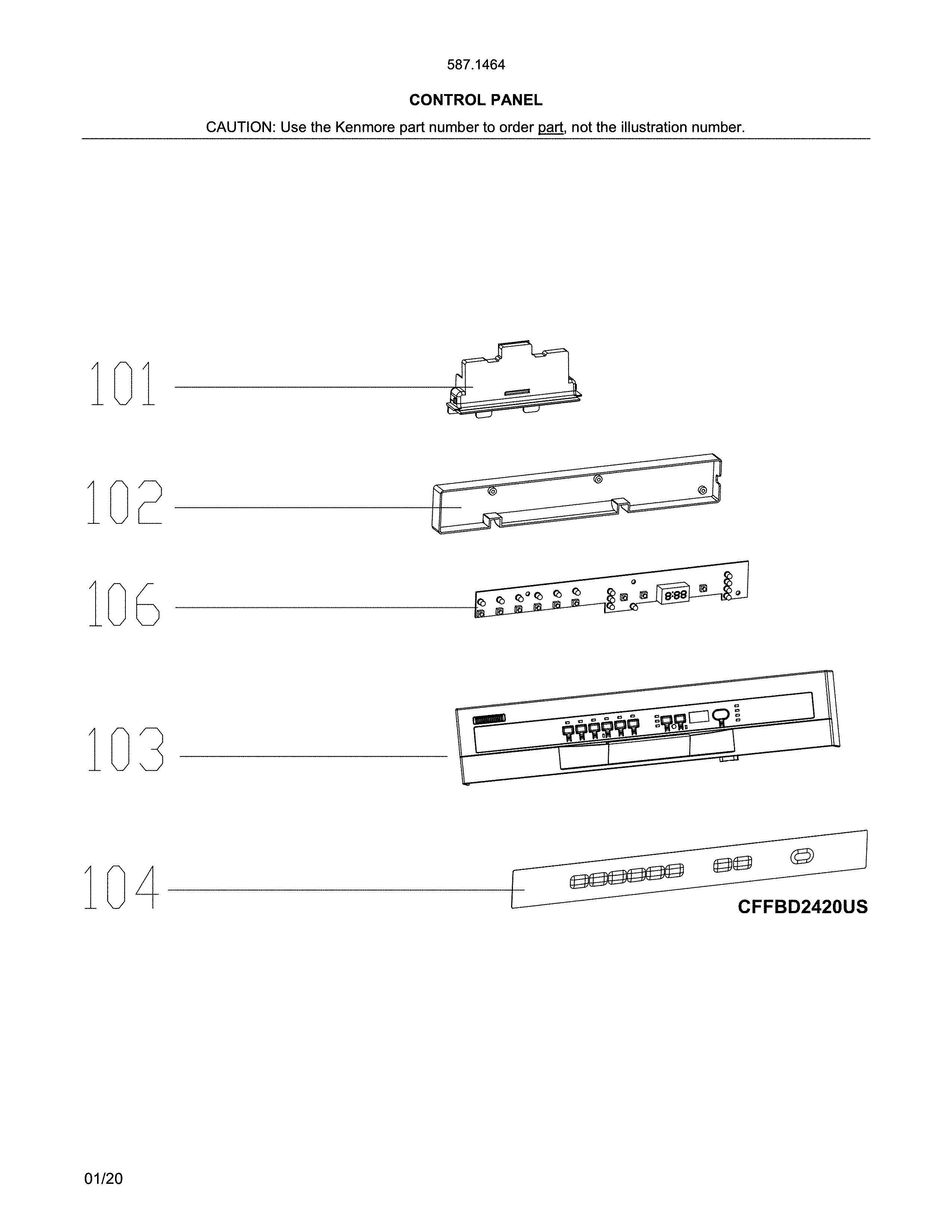 Kenmore 58714649J01B control panel diagram