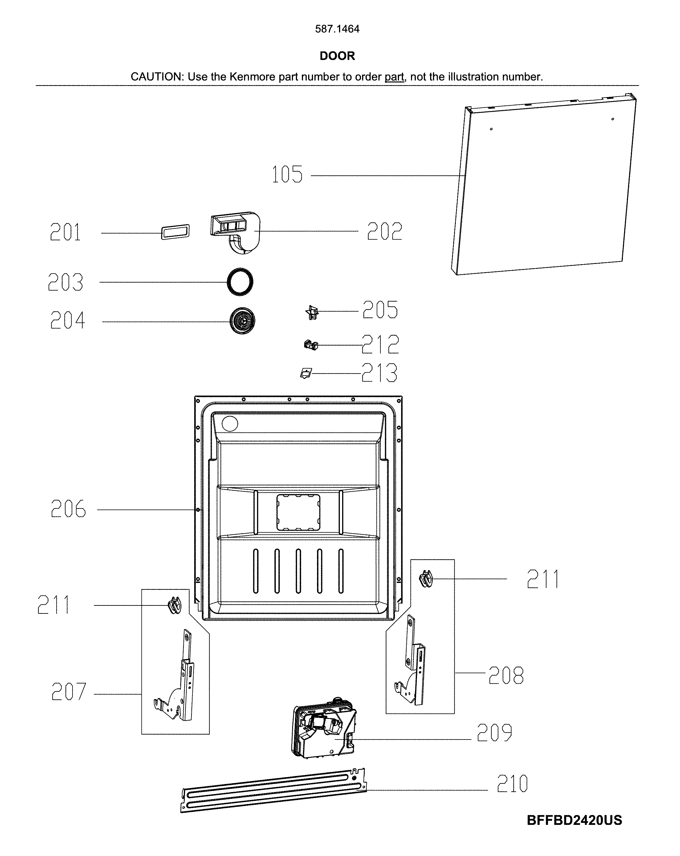 Kenmore 58714649J01B door diagram