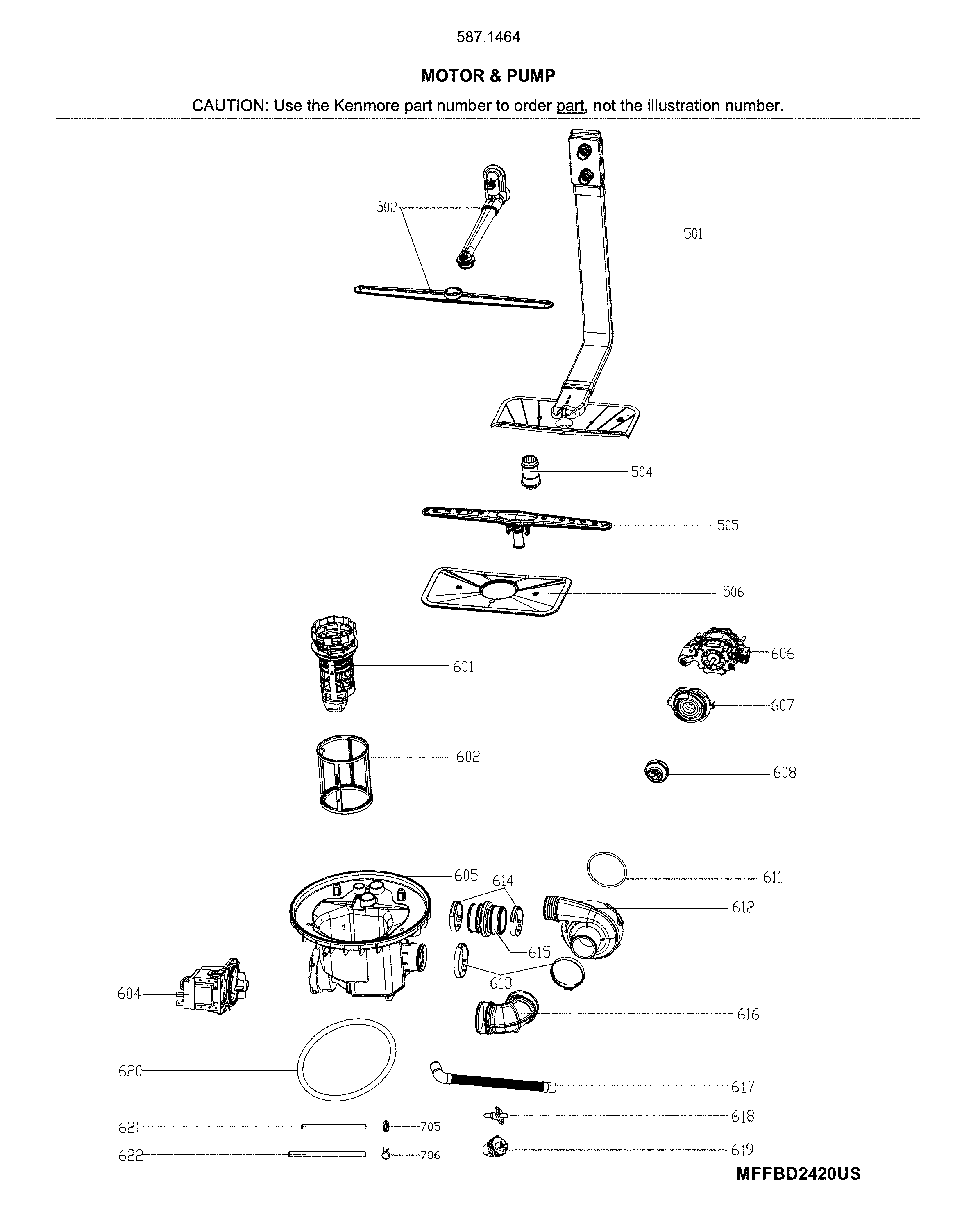 Kenmore 58714649J01B motor & pump diagram