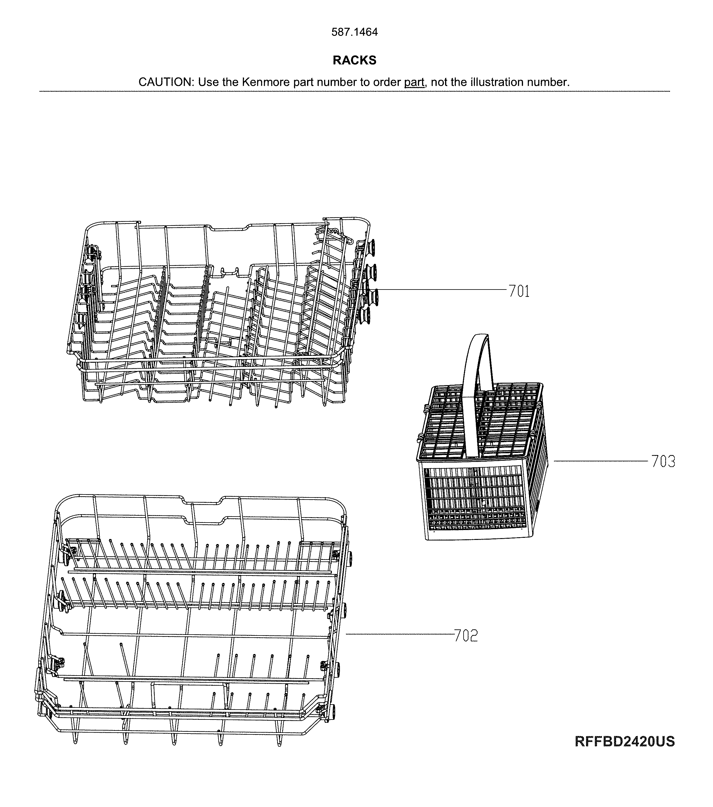 Kenmore 58714649J01B racks diagram