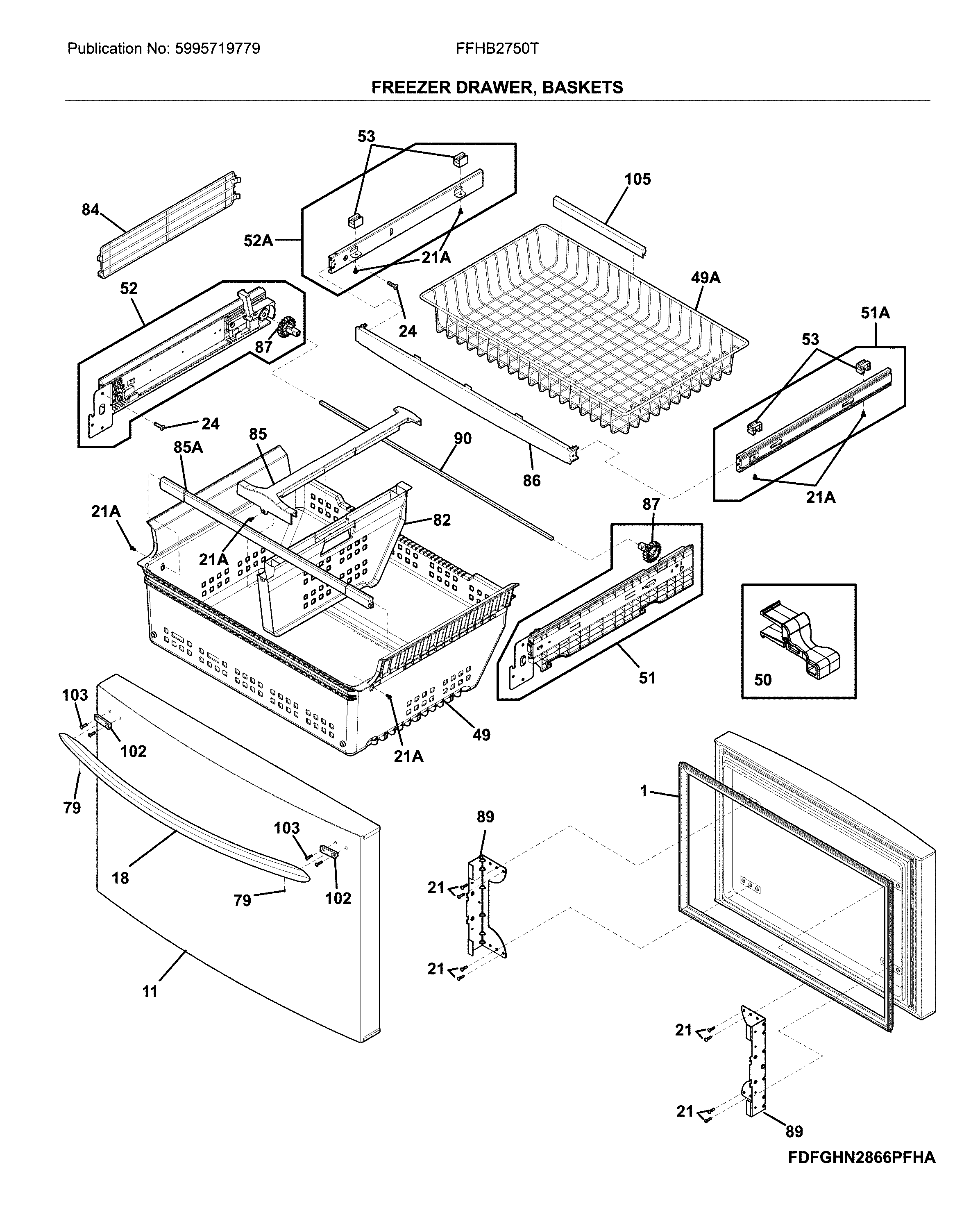 Frigidaire FFHB2750TE6 freezer door diagram