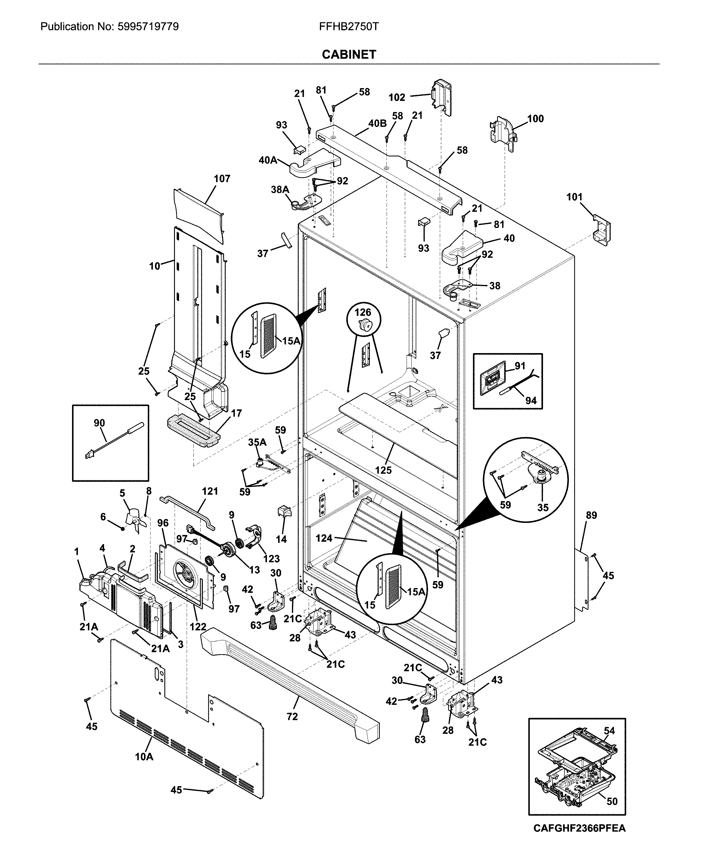 Frigidaire FFHB2750TE6 cabinet diagram