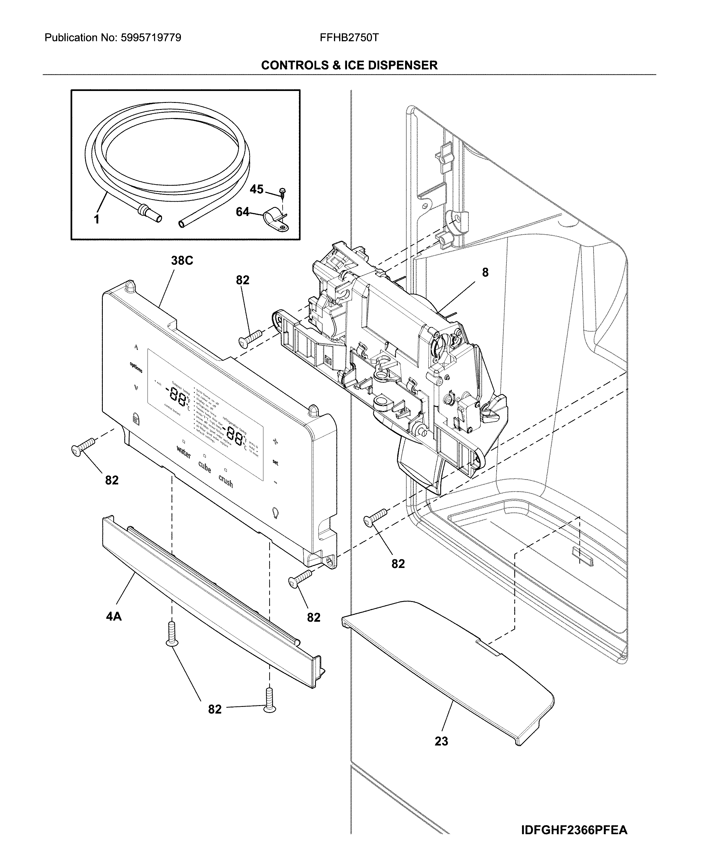 Frigidaire FFHB2750TE6 dispenser diagram