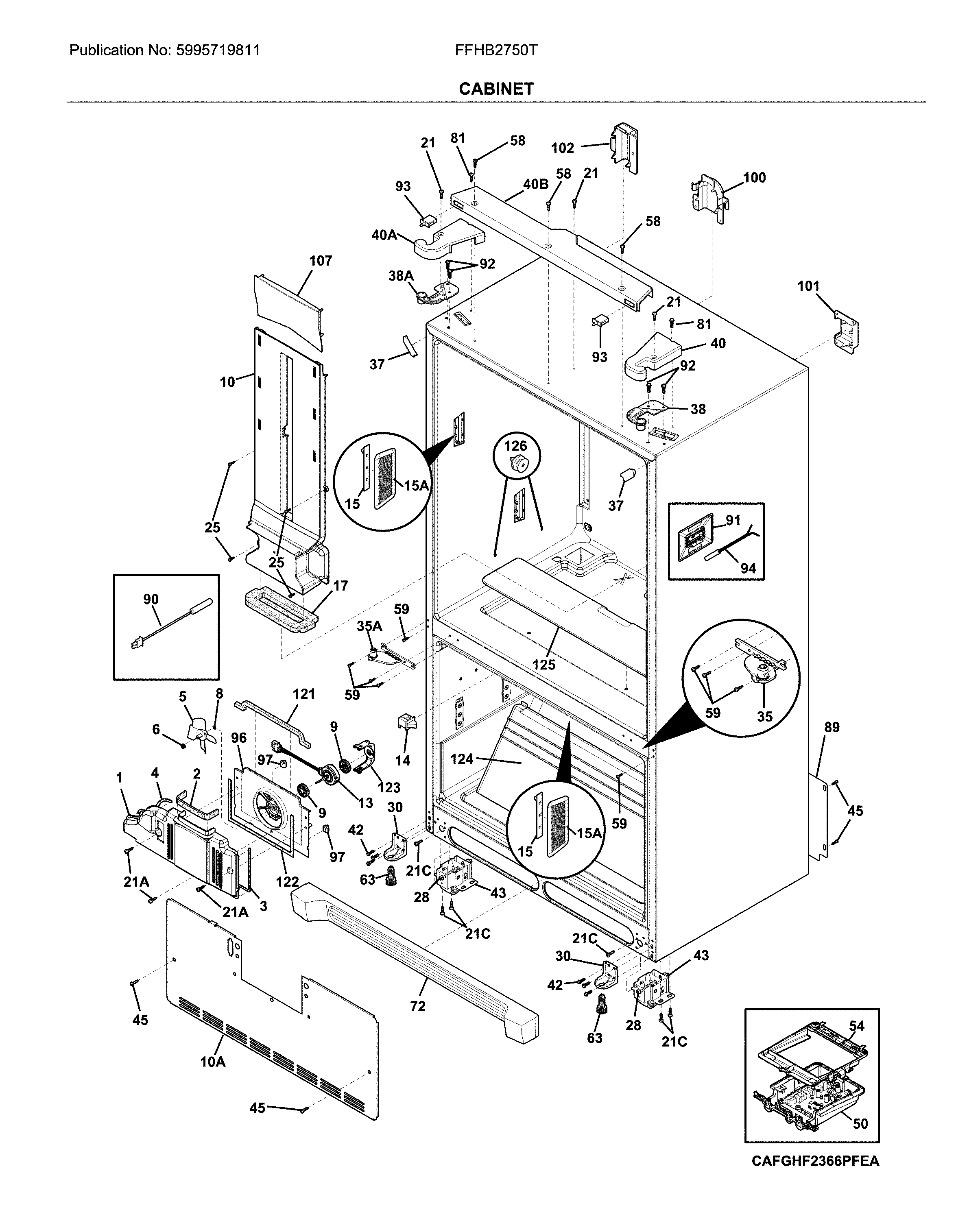 Frigidaire FFHB2750TP7 cabinet diagram