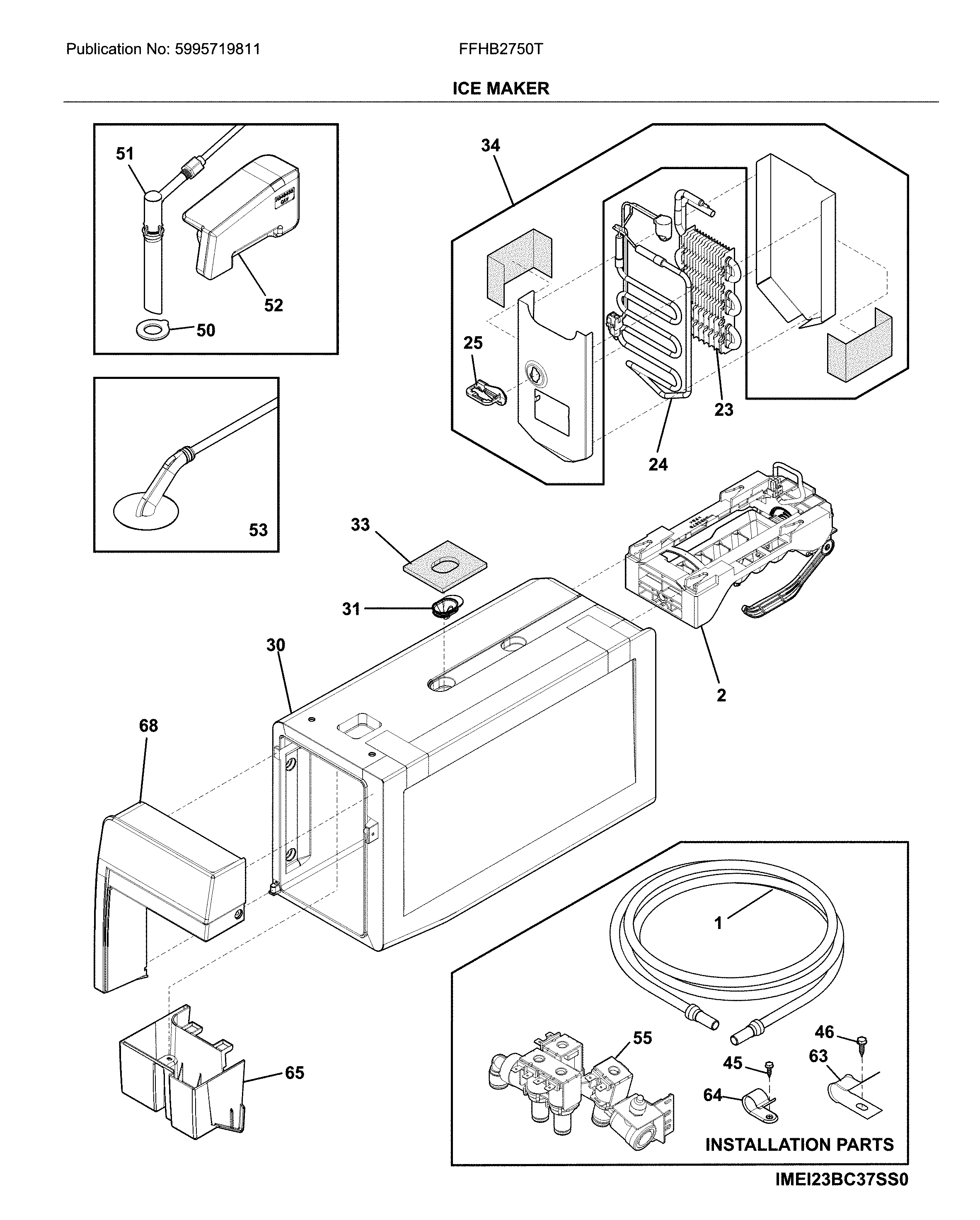 Frigidaire FFHB2750TP7 ice maker diagram