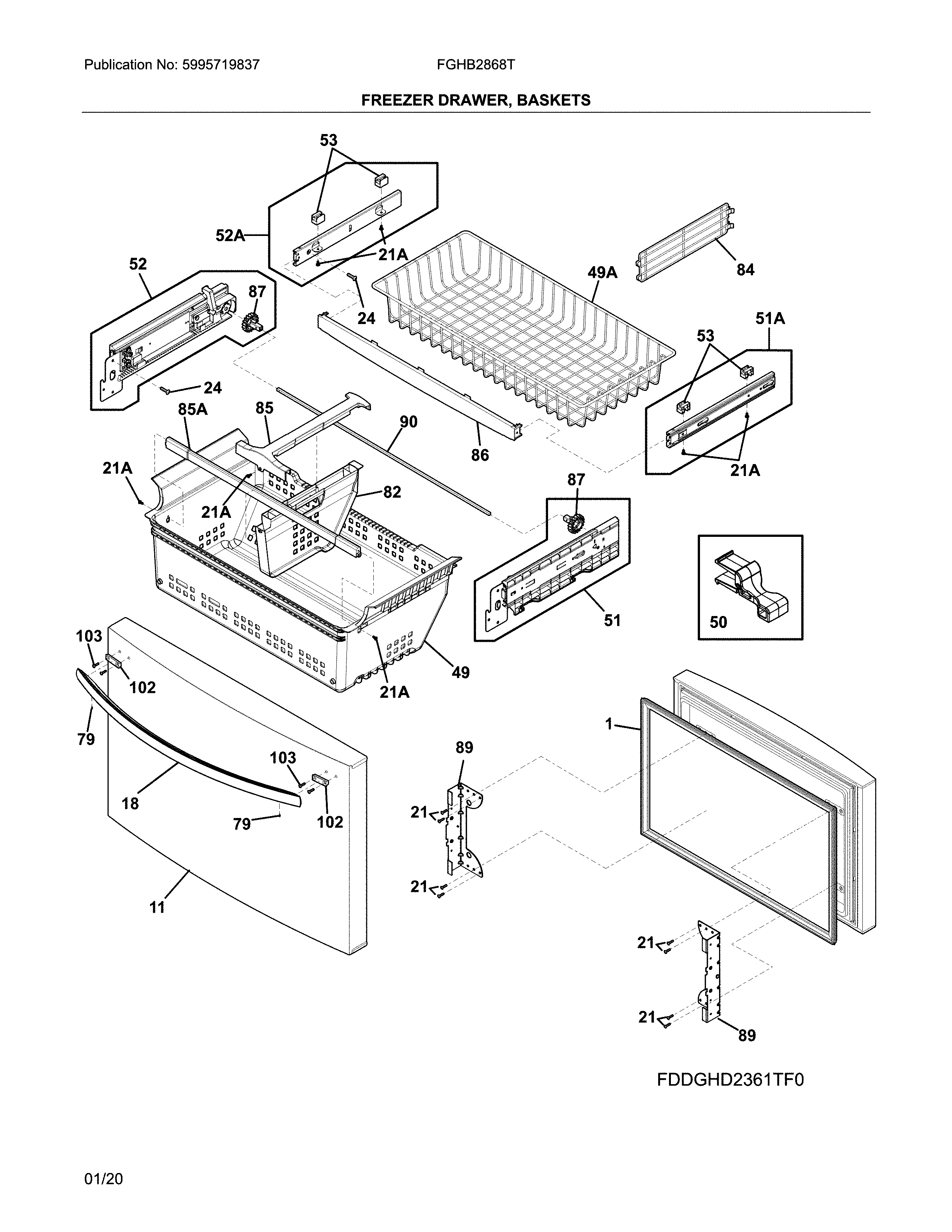 Frigidaire FGHB2868TE3 freezer door diagram