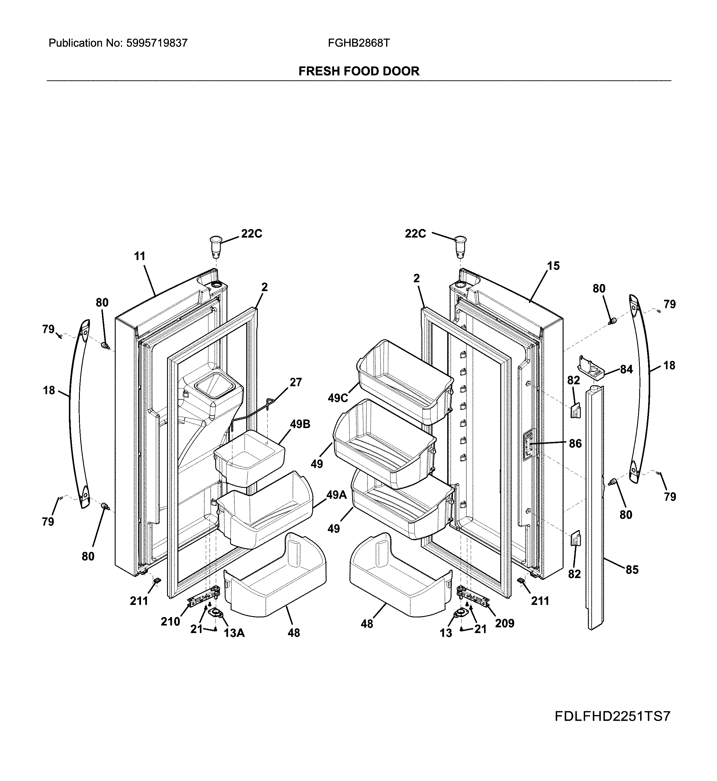 Frigidaire FGHB2868TE3 fresh food door diagram