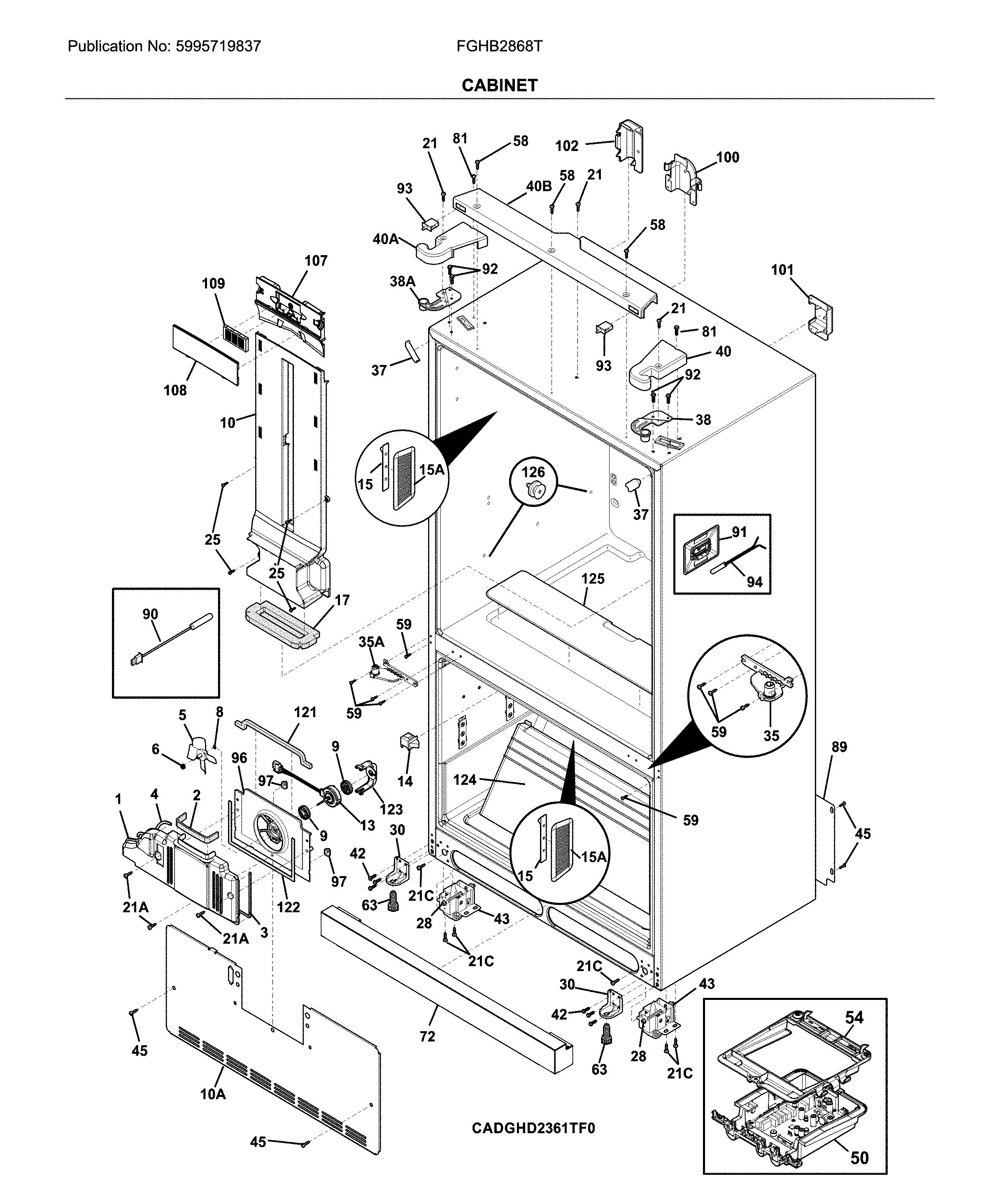 Frigidaire FGHB2868TE3 cabinet diagram