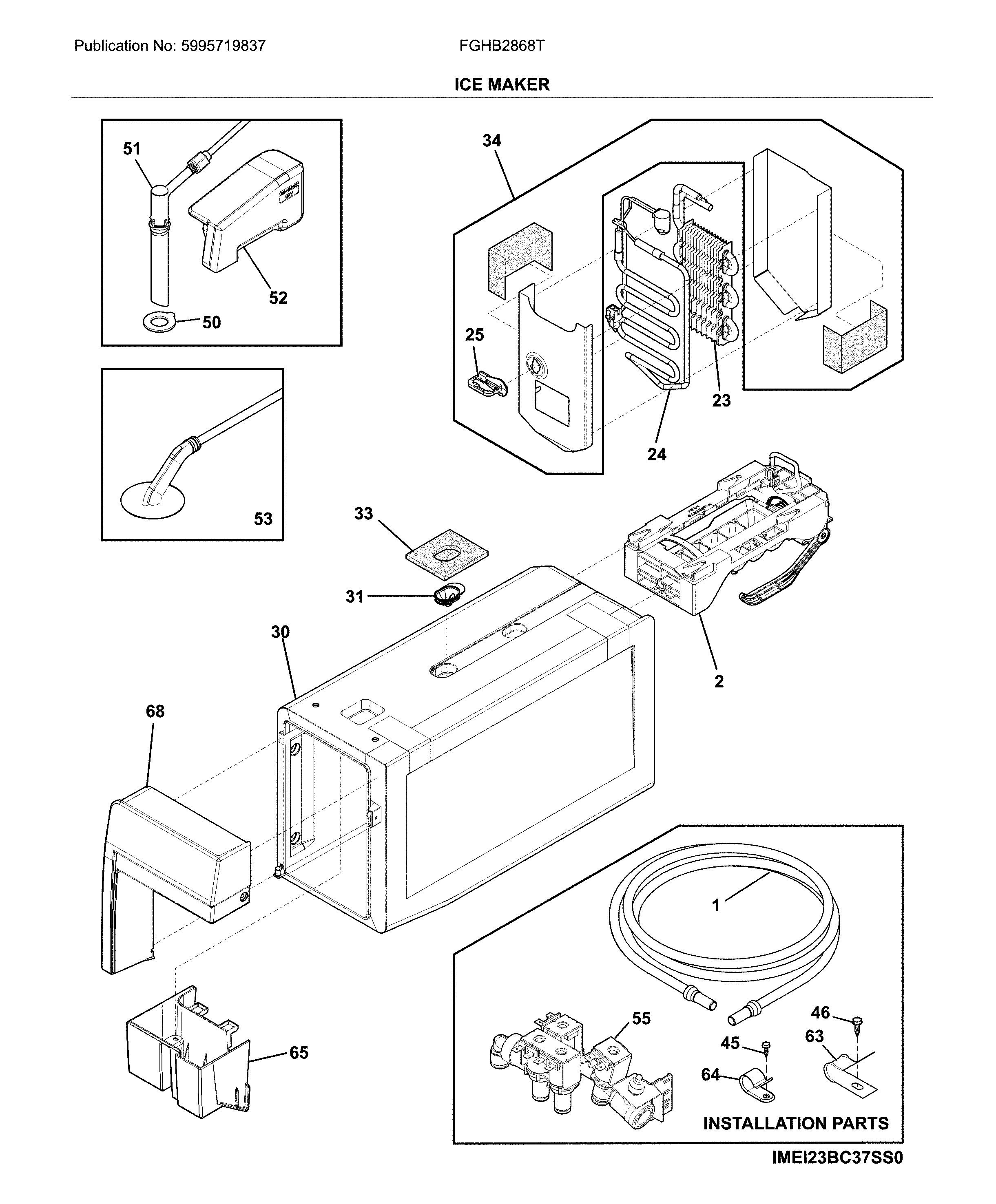 Frigidaire FGHB2868TE3 ice maker diagram