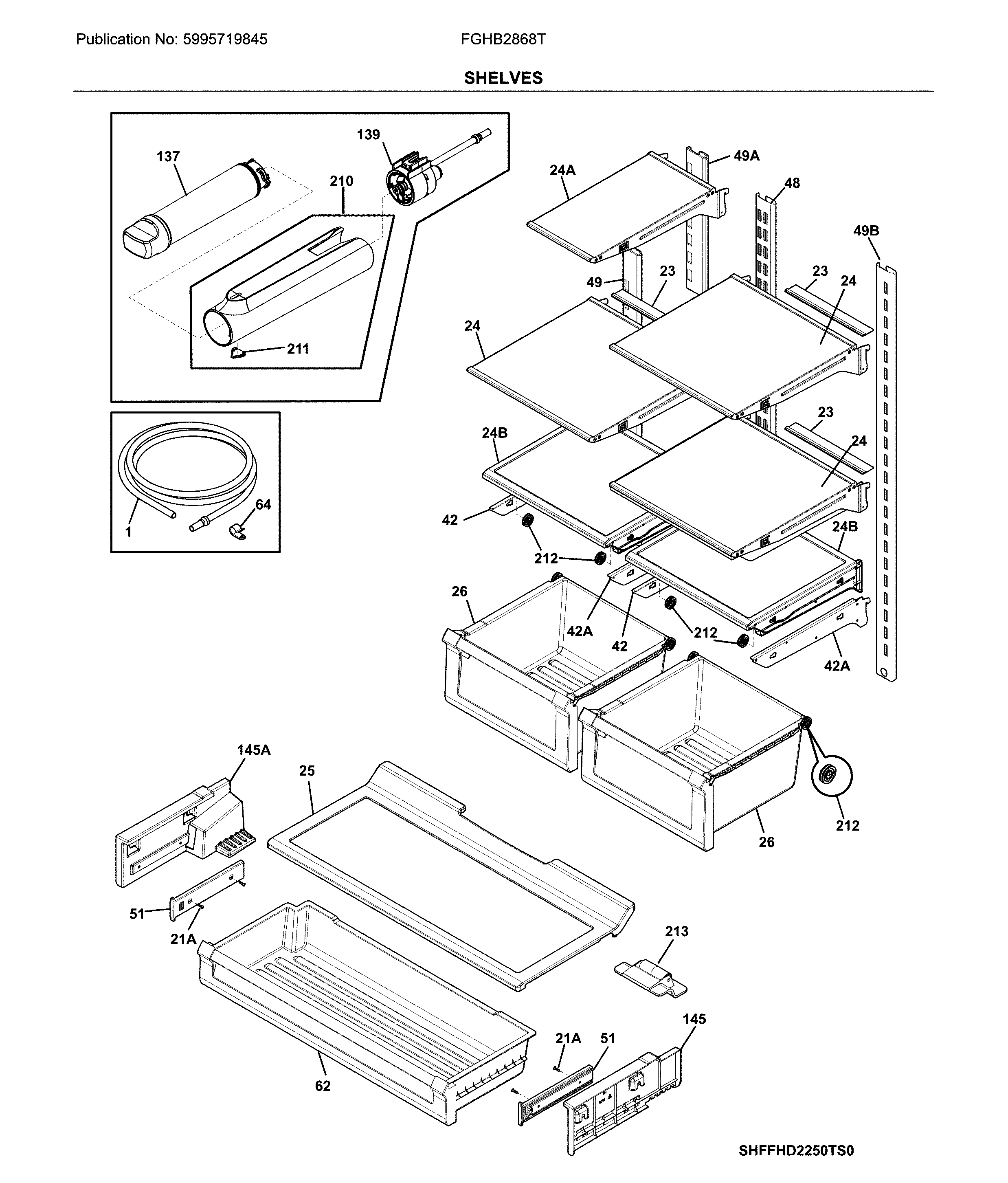 Frigidaire FGHB2868TE4 shelves diagram