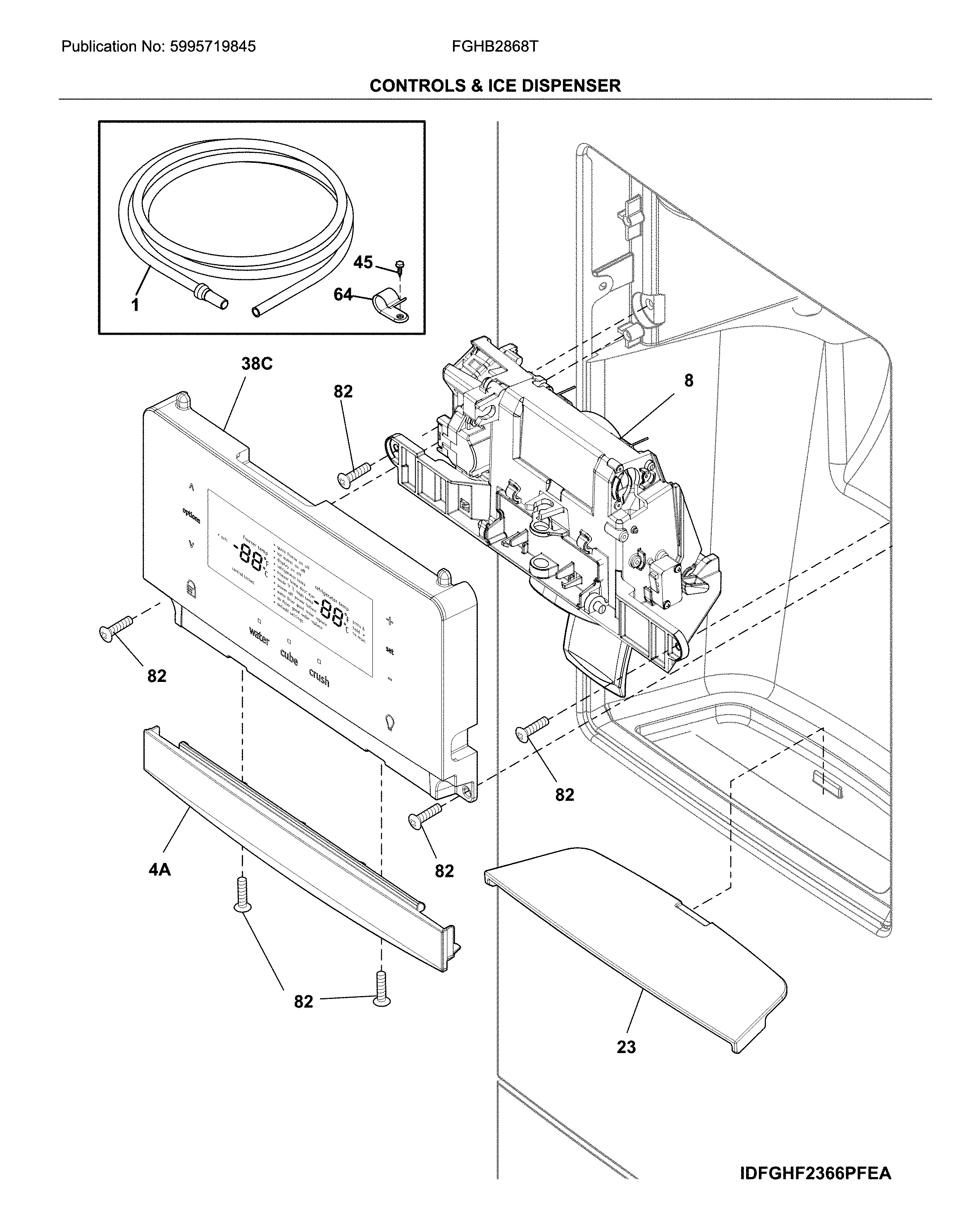 Frigidaire FGHB2868TE4 dispenser diagram