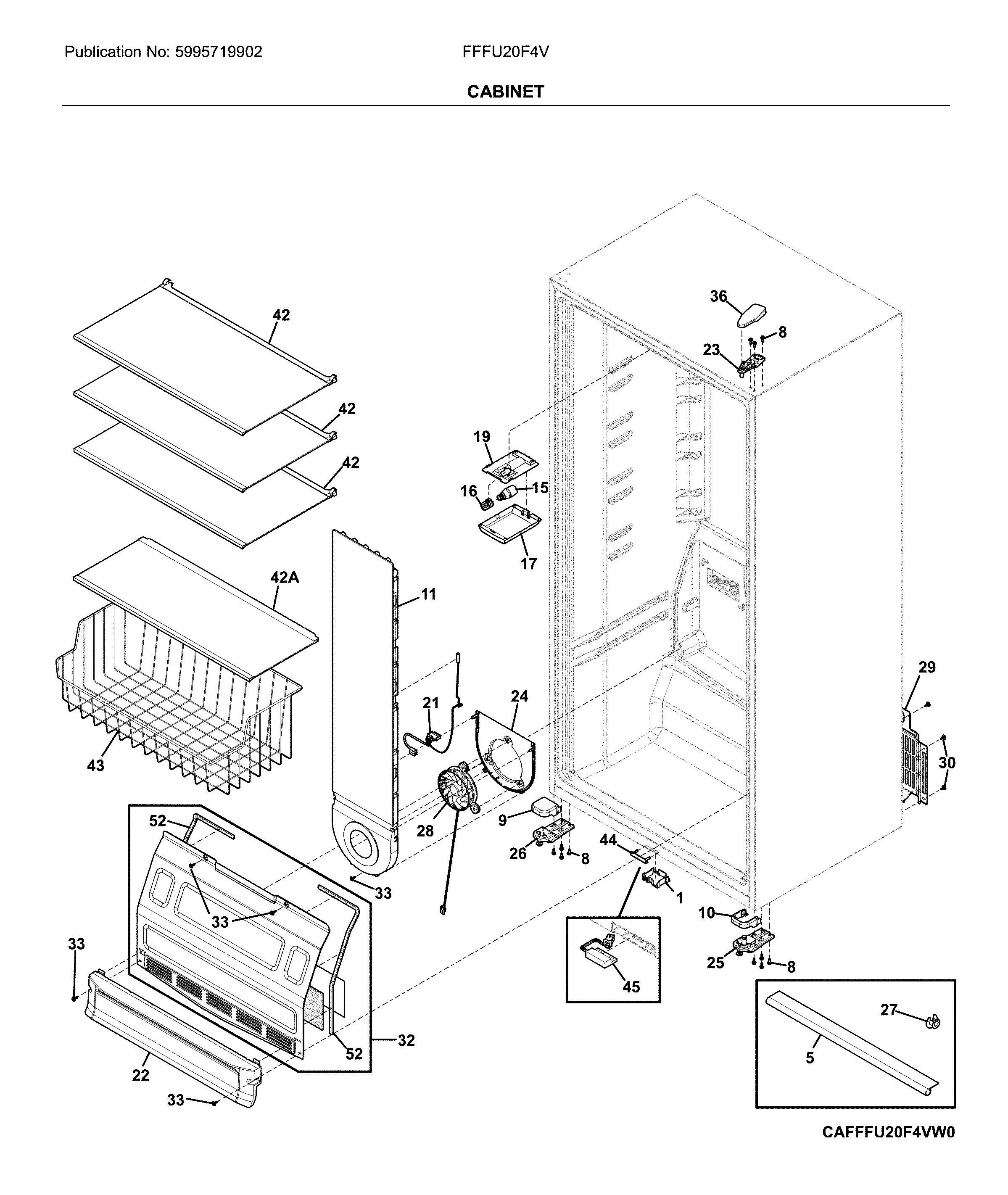 Frigidaire FFFU20F4VW0 cabinet diagram