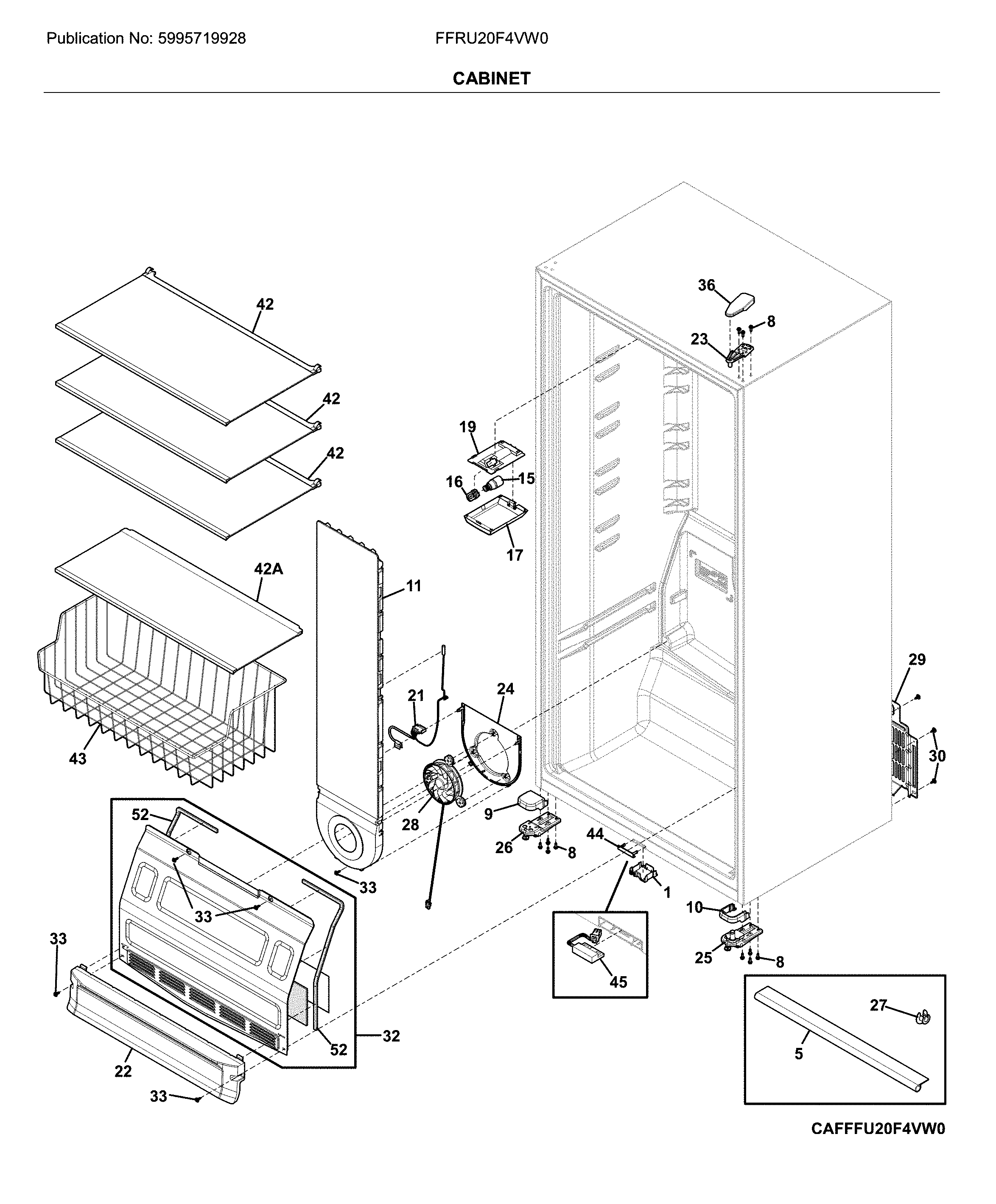 Frigidaire FFRU20F4VW0 cabinet diagram