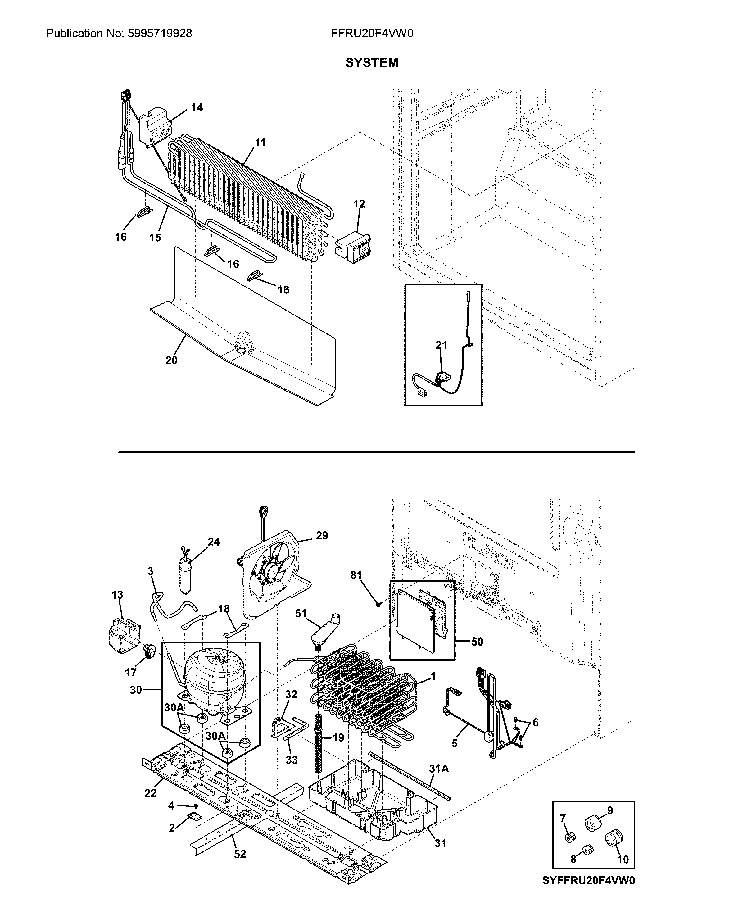 Frigidaire FFRU20F4VW0 system diagram