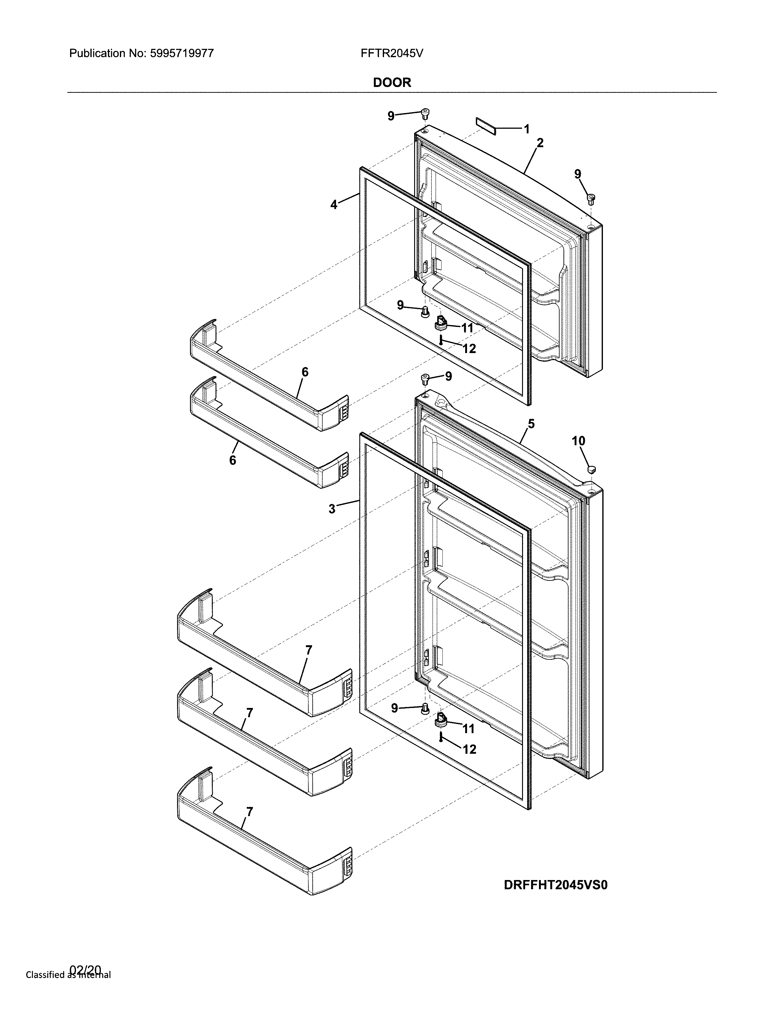 Frigidaire FFTR2045VD0 doors diagram