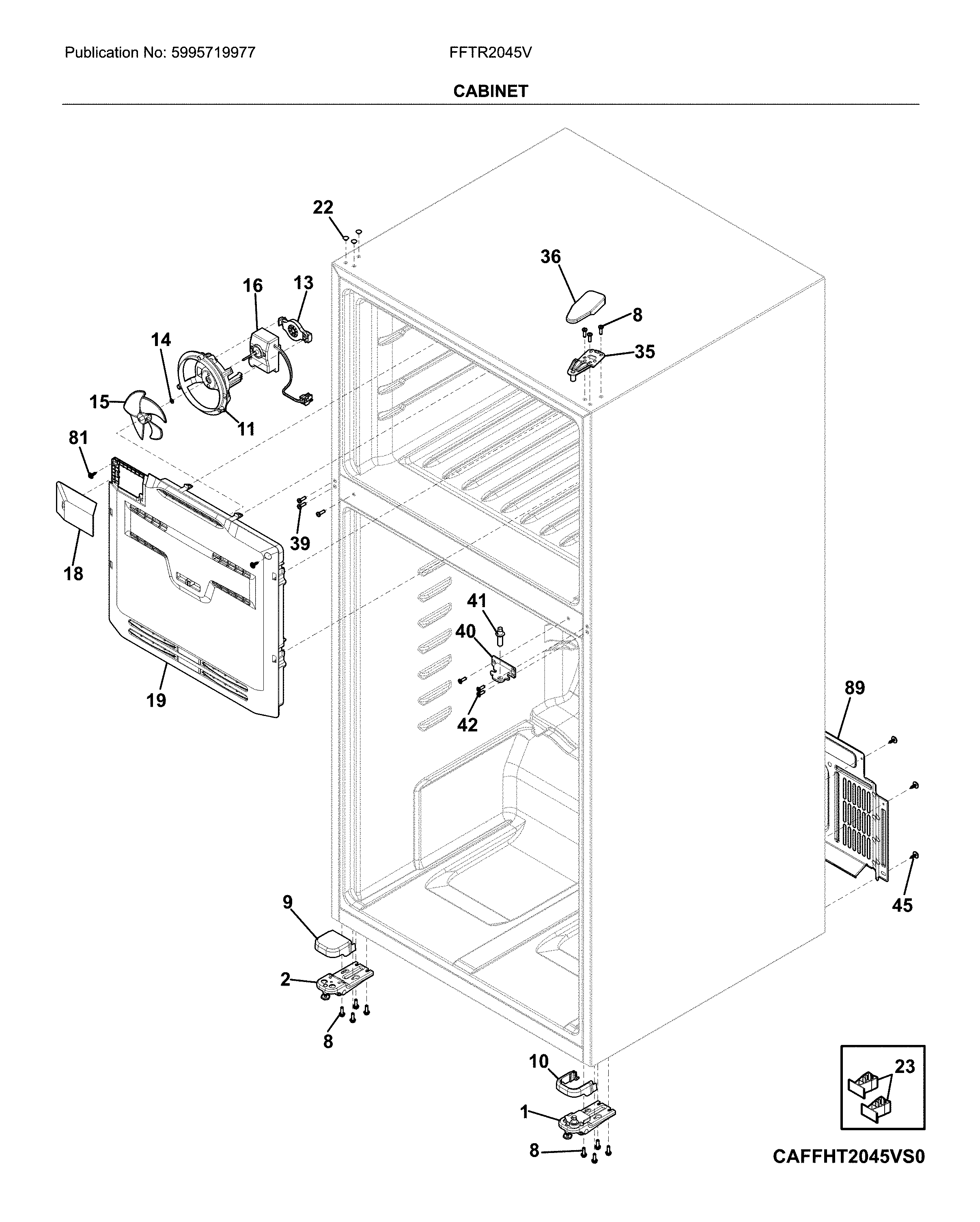 Frigidaire FFTR2045VD0 cabinet diagram