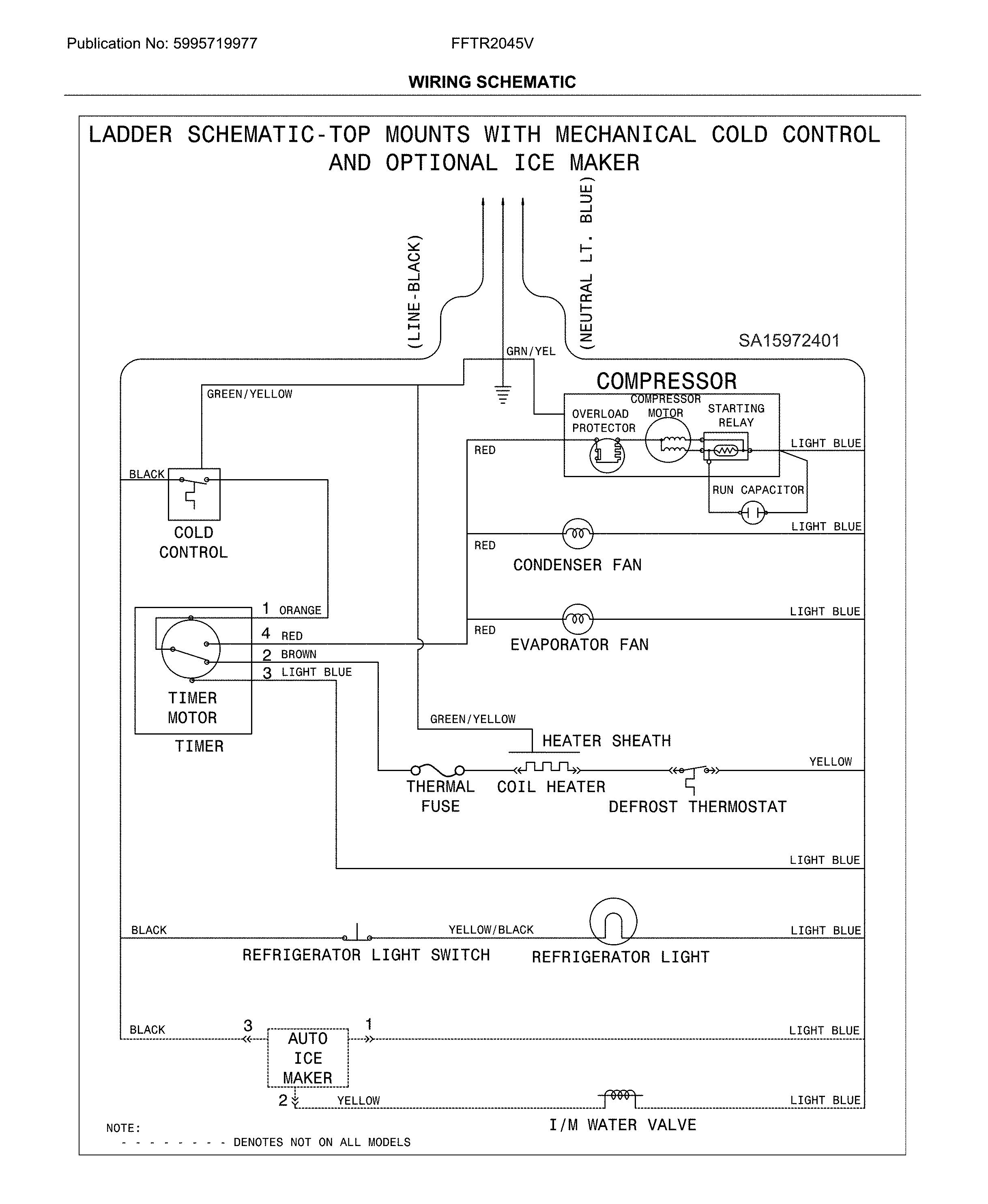 Frigidaire FFTR2045VD0 wiring schematic diagram