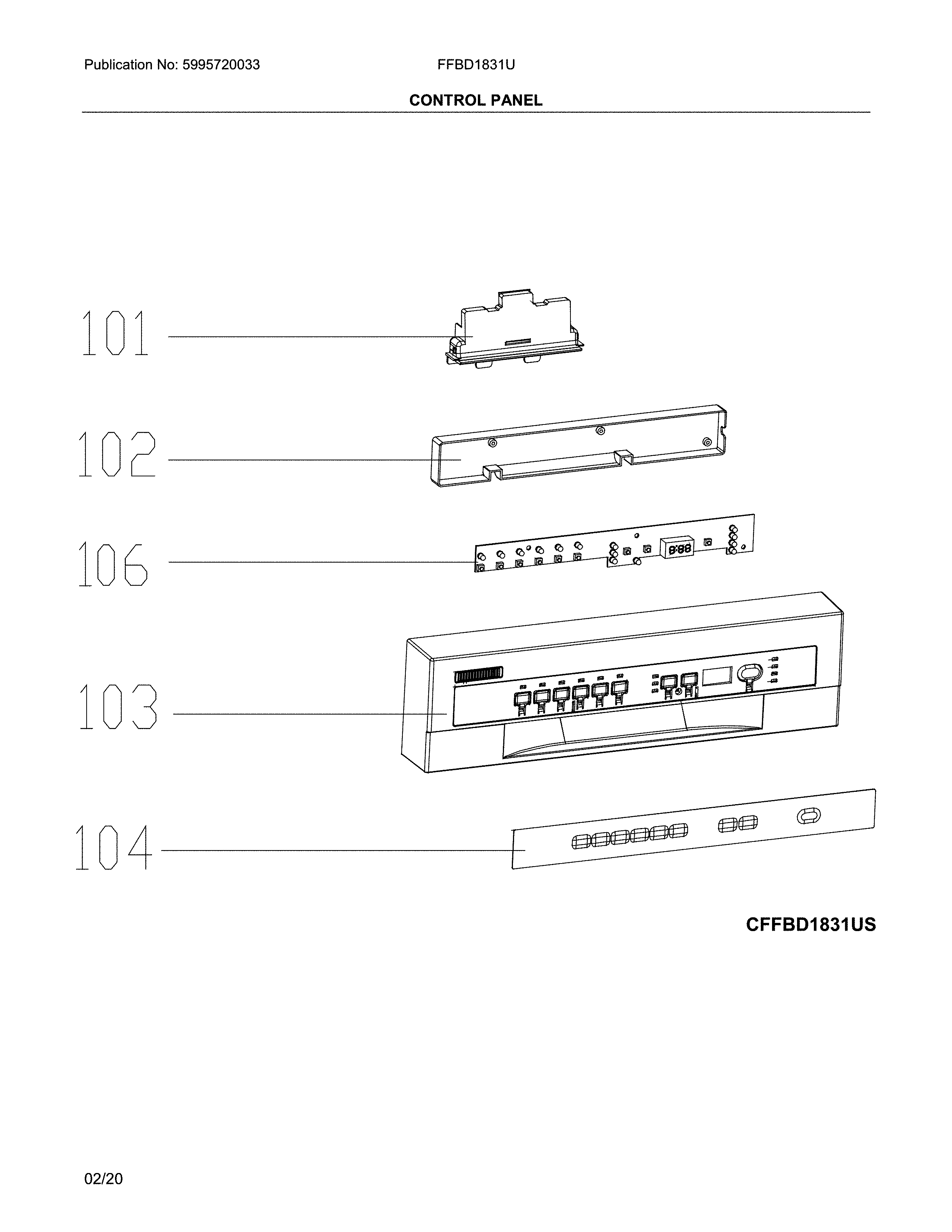 Frigidaire FFBD1831US control panel diagram